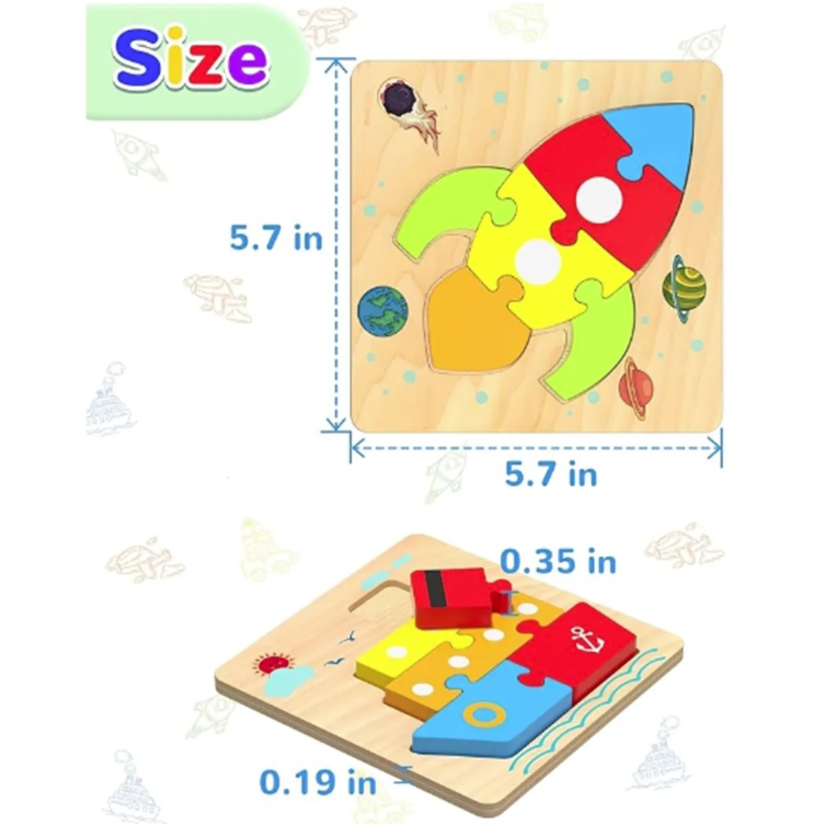 Wooden Toddler Puzzles Toys for 1 2 3 Years Old Boys Girls 6