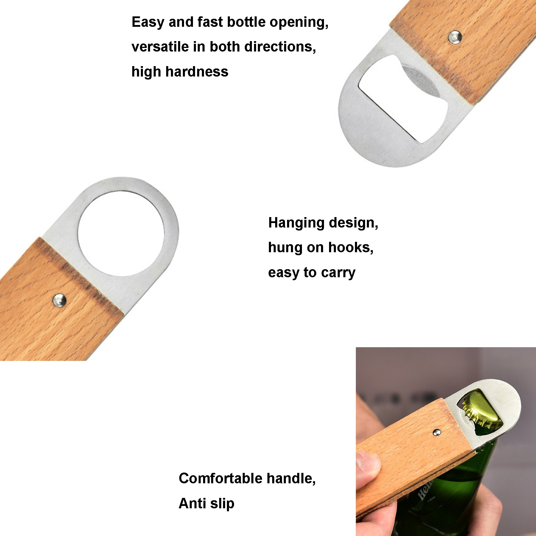 Wooden Stainless Steel Bottle Opener 2