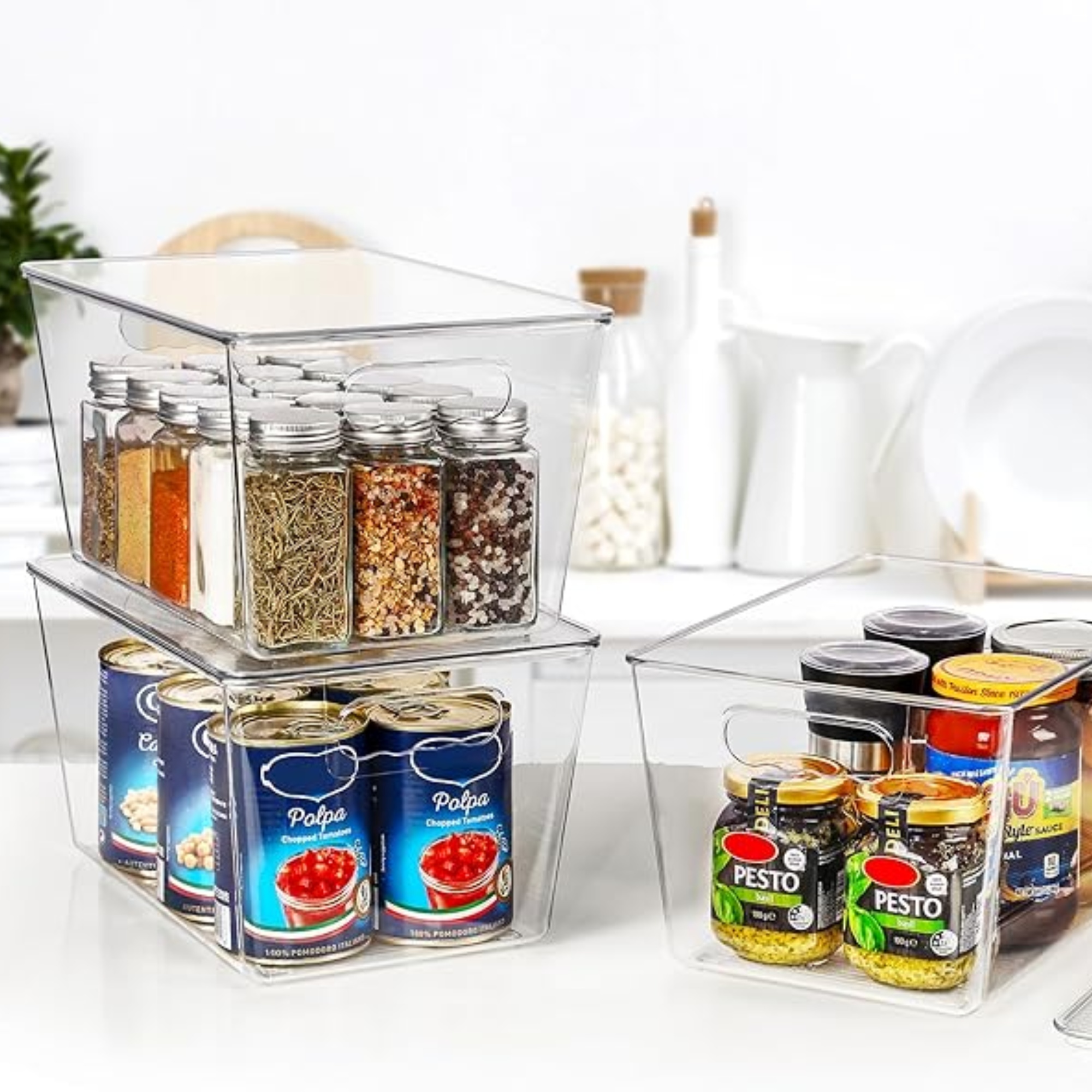 4-pack transparent stackable storage boxes with lids 3