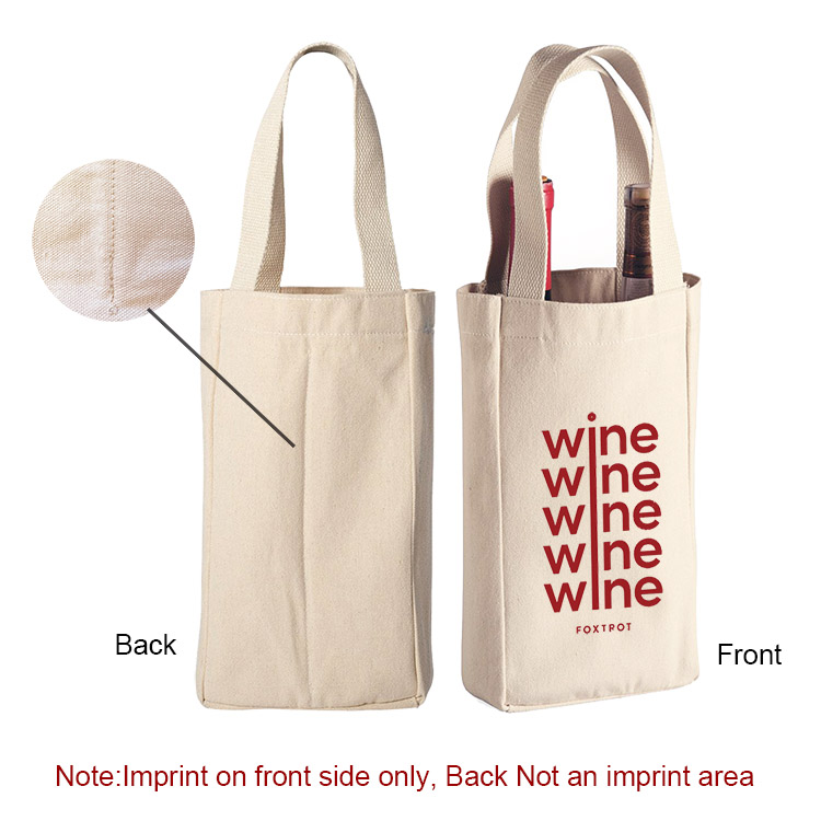 10 oz. Cotton Canvas Wine Bottle Gift Tote bag-CLOSE OUT 4