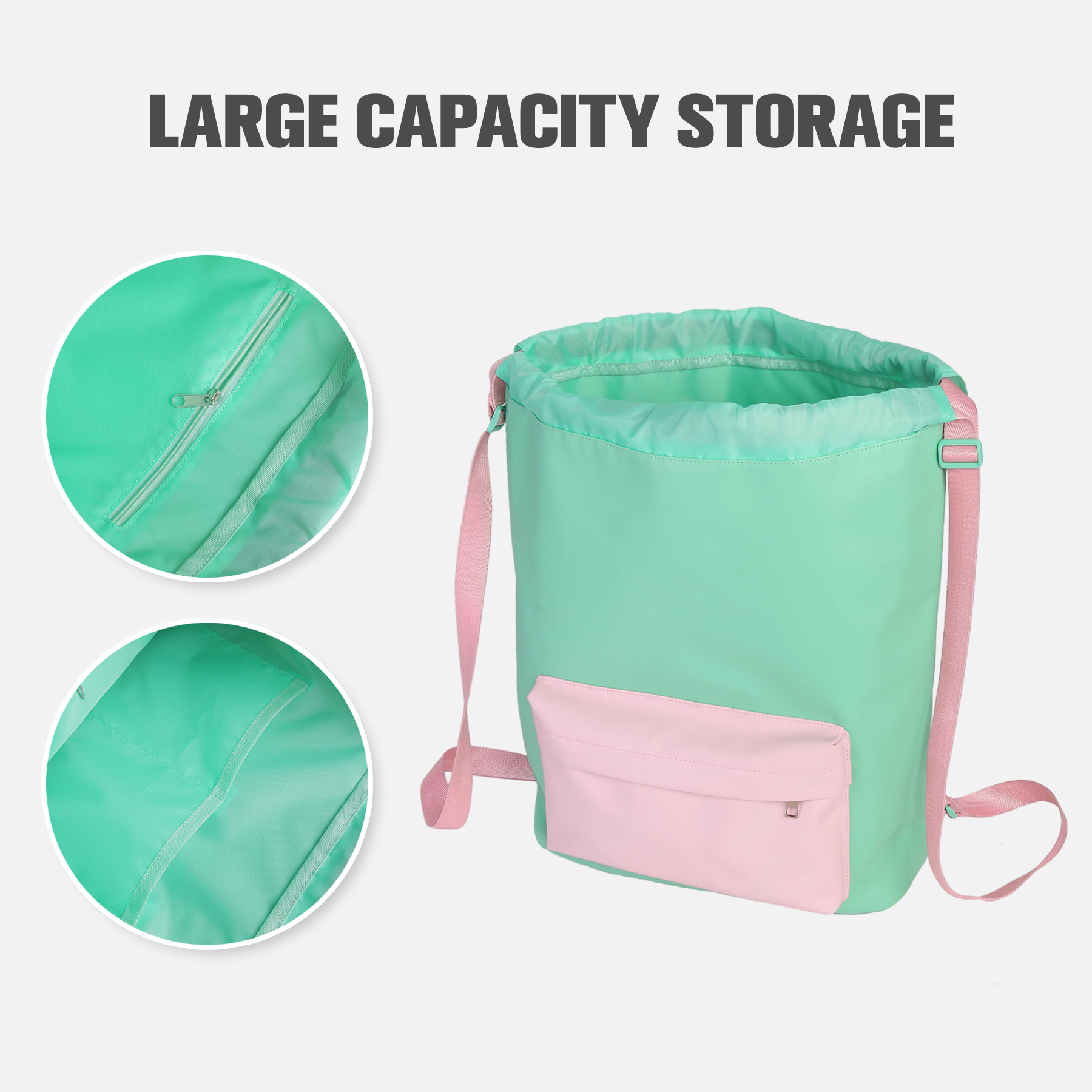 Functional Leather Drawstring Backpack 5