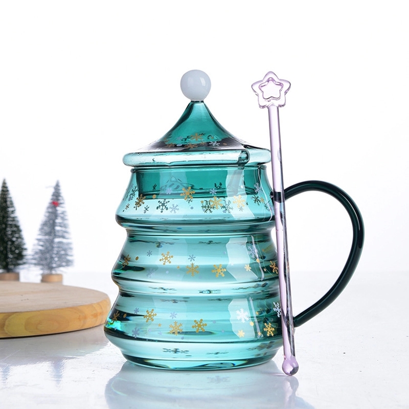 Christmas Tree Shaped Glass Coffee Mugs 6