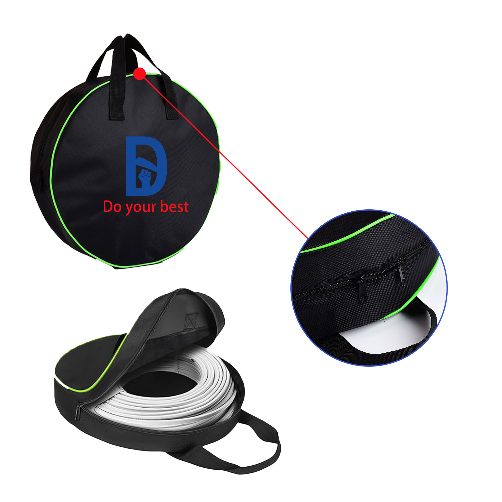Round Water Resistant Charging Cord Storage Bag 3
