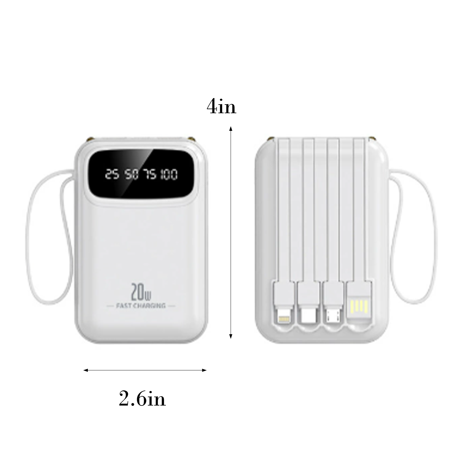 10000mAh Portable Power Bank W/ Built-in Cable 10