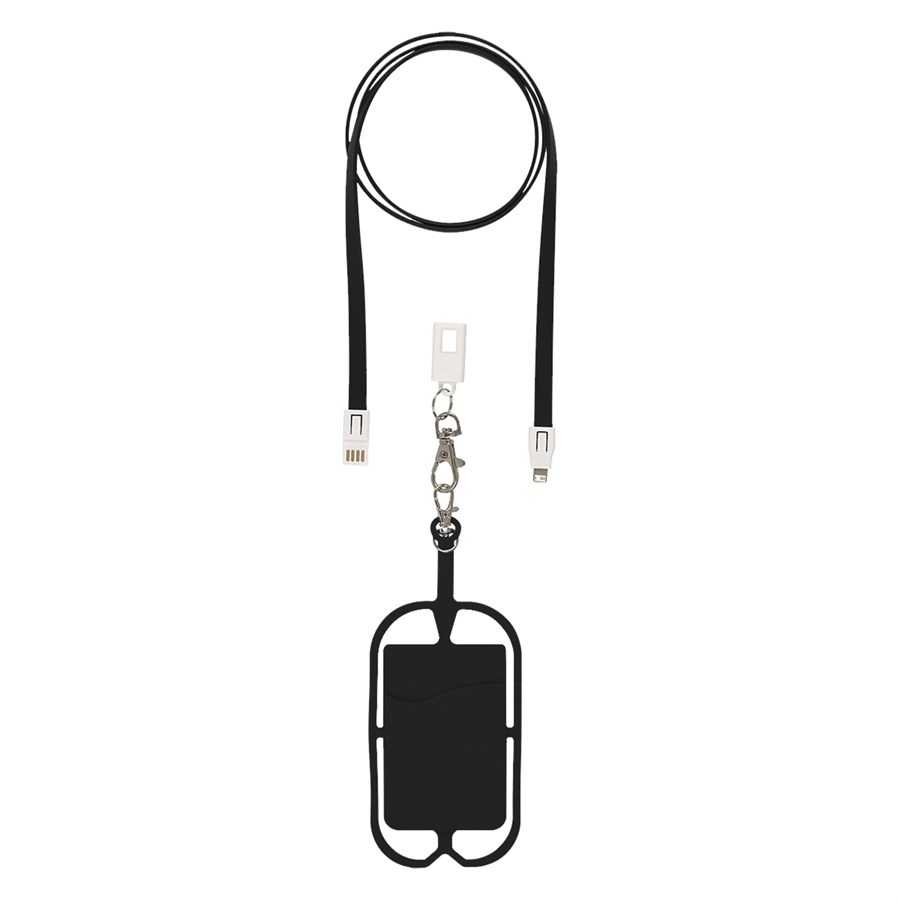 Adhesive Silicone Phone Wallet with Lanyard Attachment 5