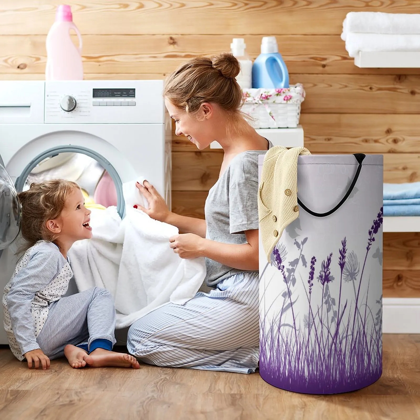 Foldable Polyester Laundry Hamper with Handles 5