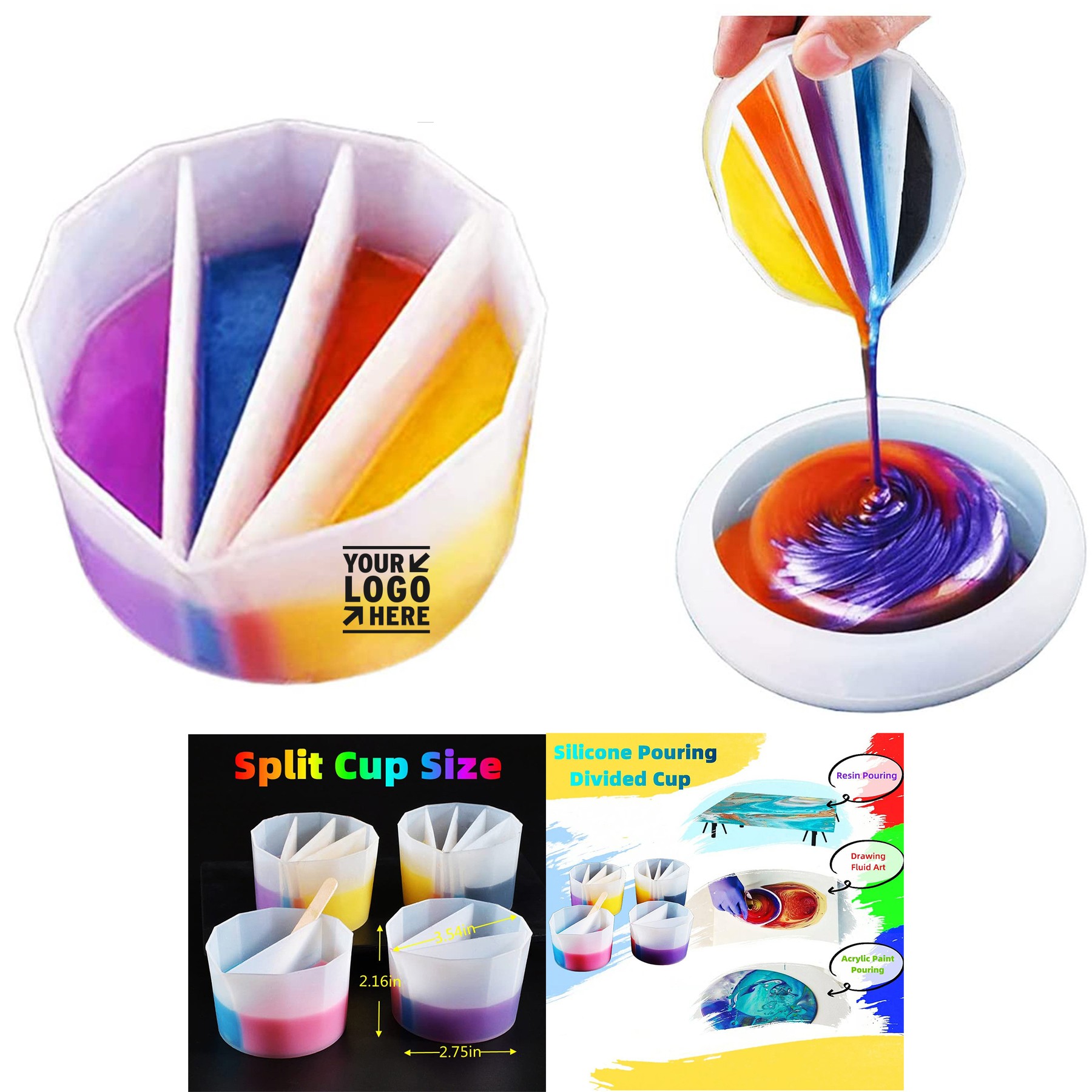 4 Pack Silicone Paint Resin Pouring Split Cup 2
