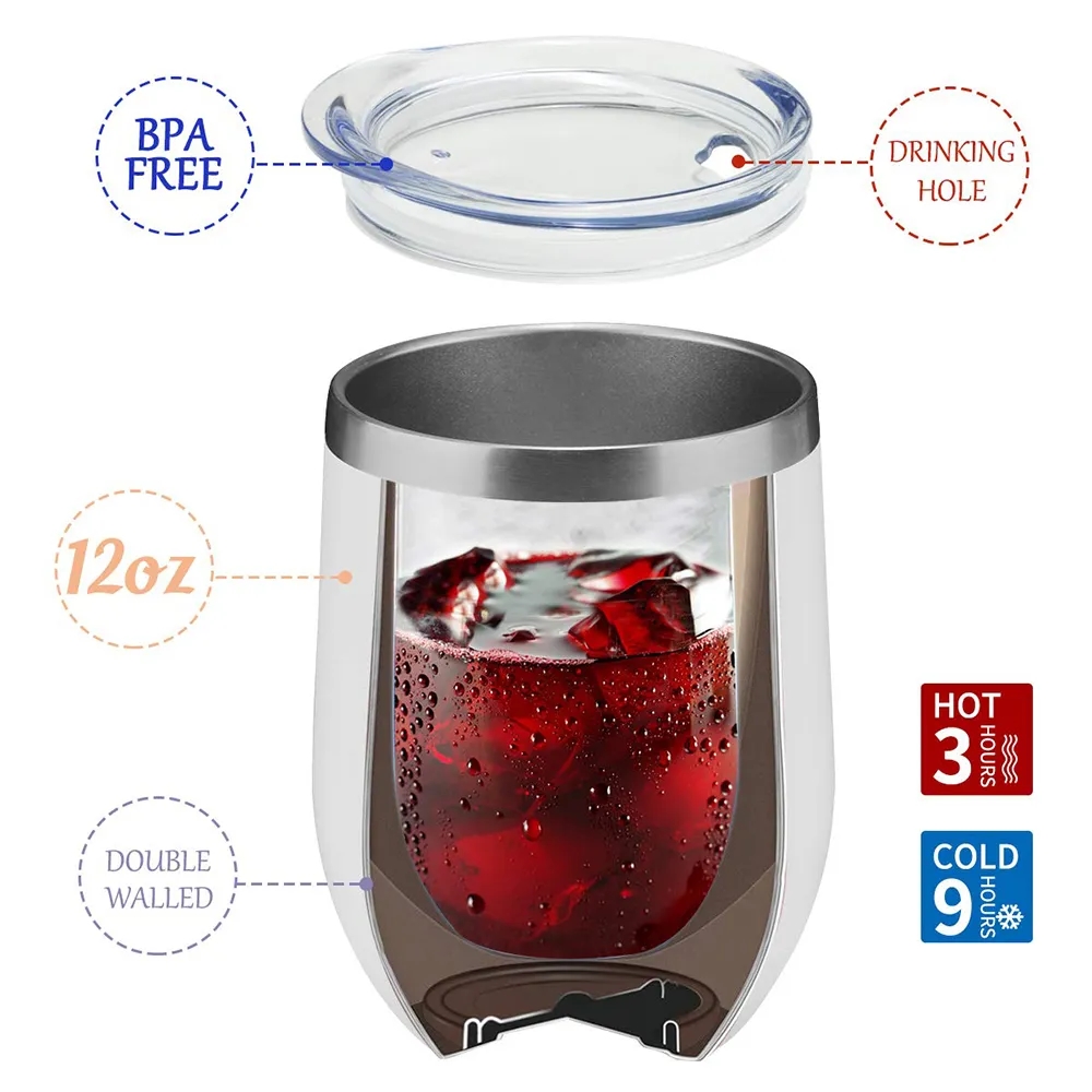 Stainless Steel Wine Tumbler with Lid Insulated Travel Mug 23