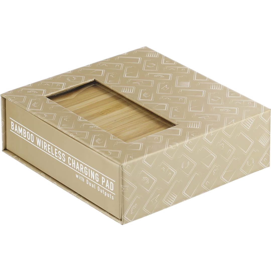 FSC® 100% Bamboo Wireless Charge Pad w/Dual Output 95