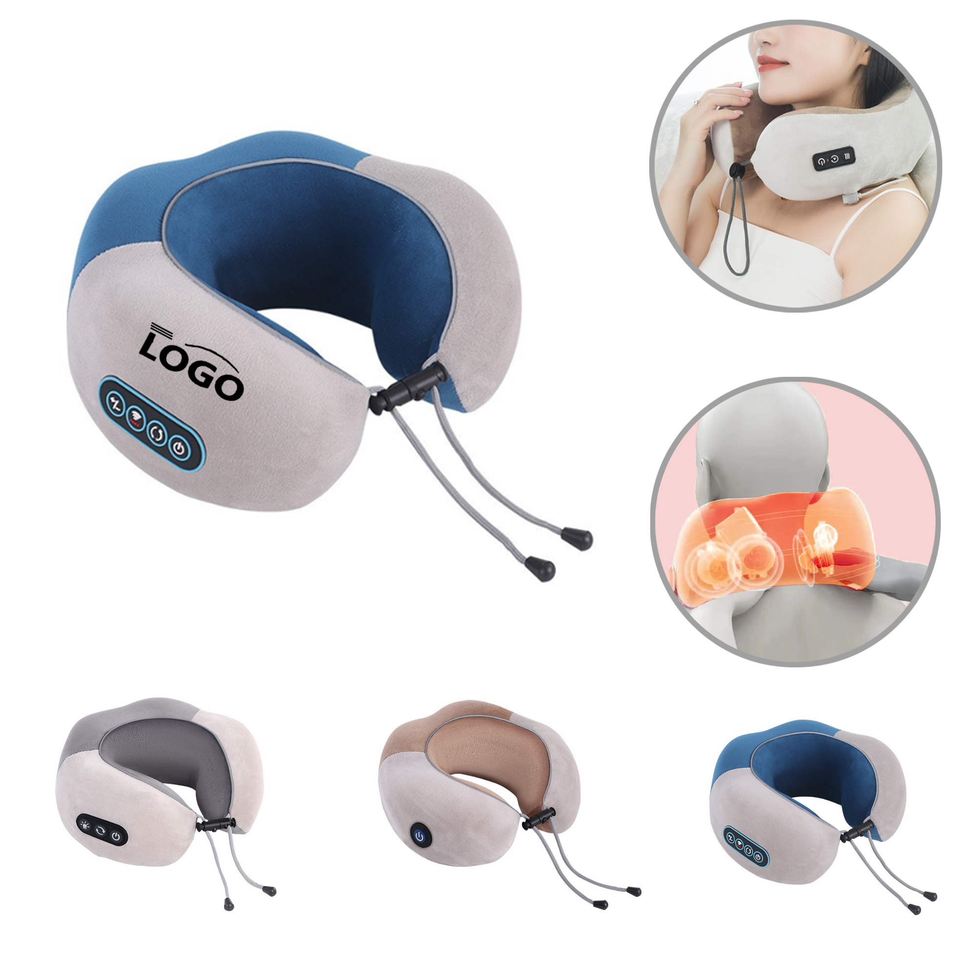 MOQ10 Portable Heated U-Shaped Massage Pillow 2