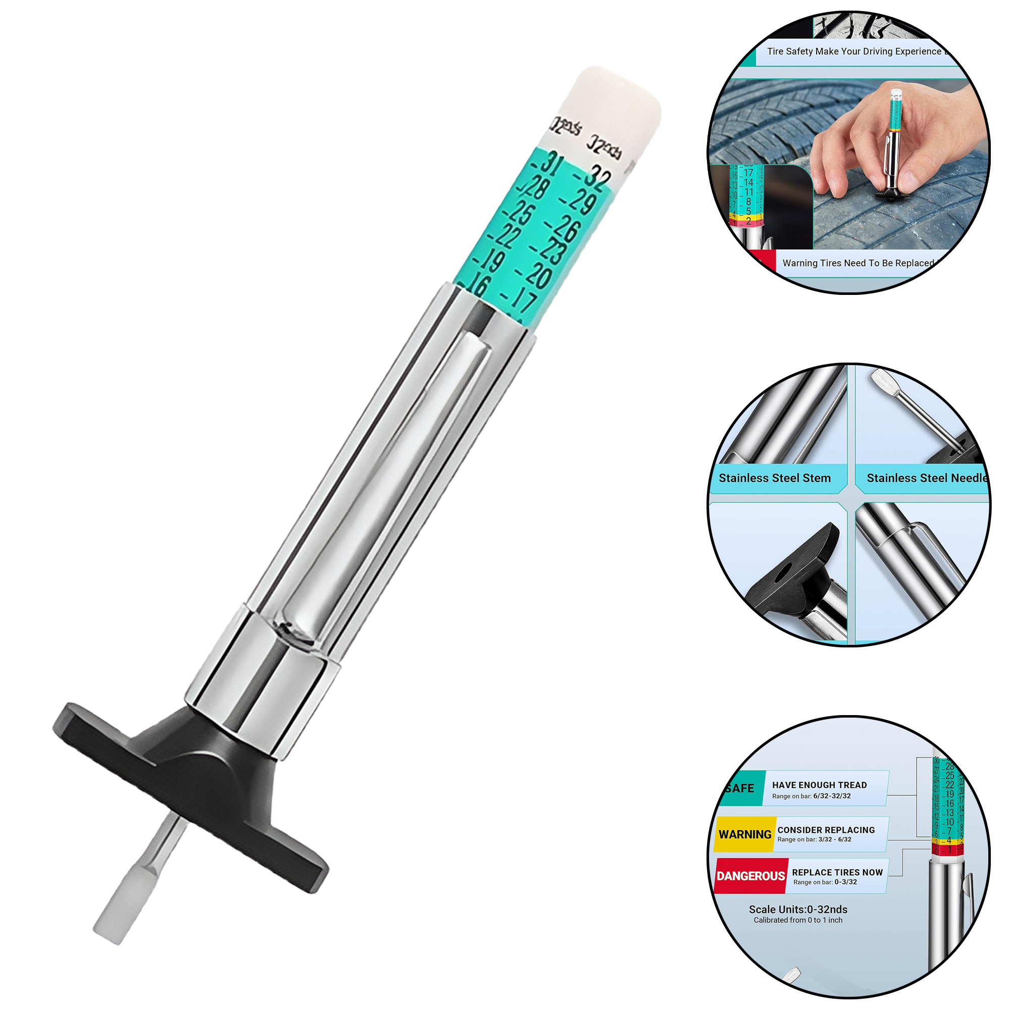 Tire Tread Depth Gauge 0-25mm 2