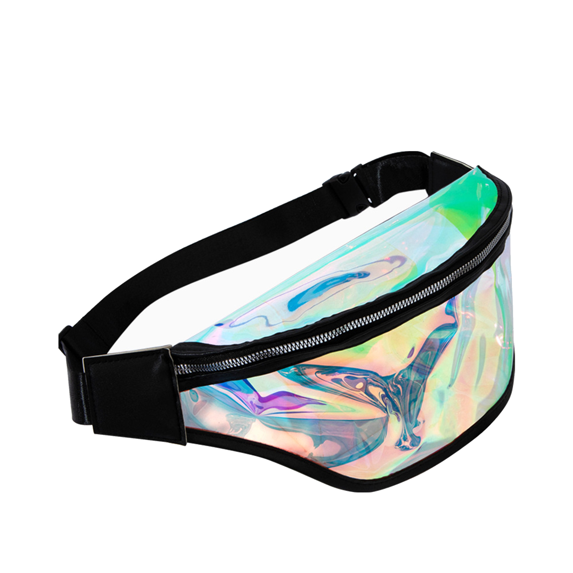 Transparent Holographic Waist Pack 12.6 x 5.6 x 3.2" 4