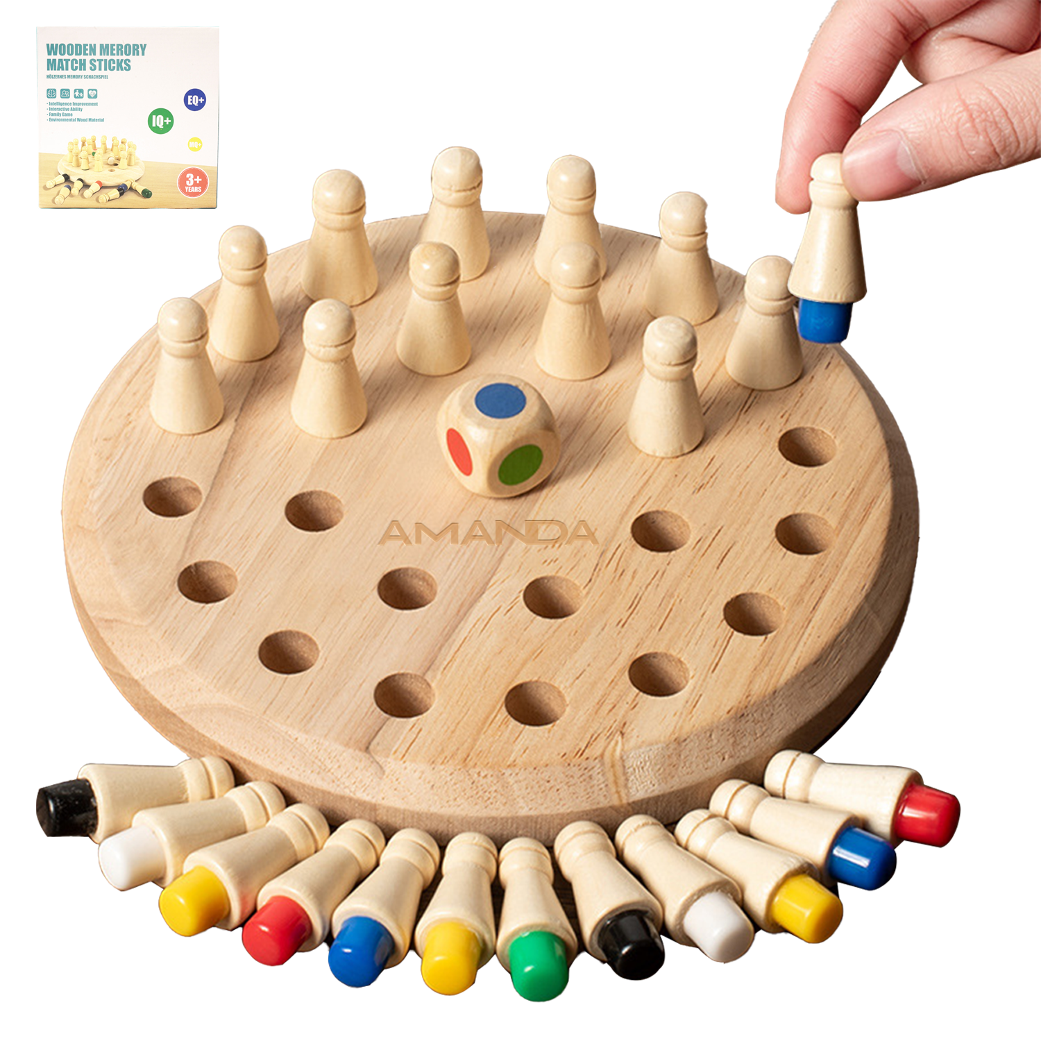 Wooden Memory Match Stick Chess Game Board Puzzles 1