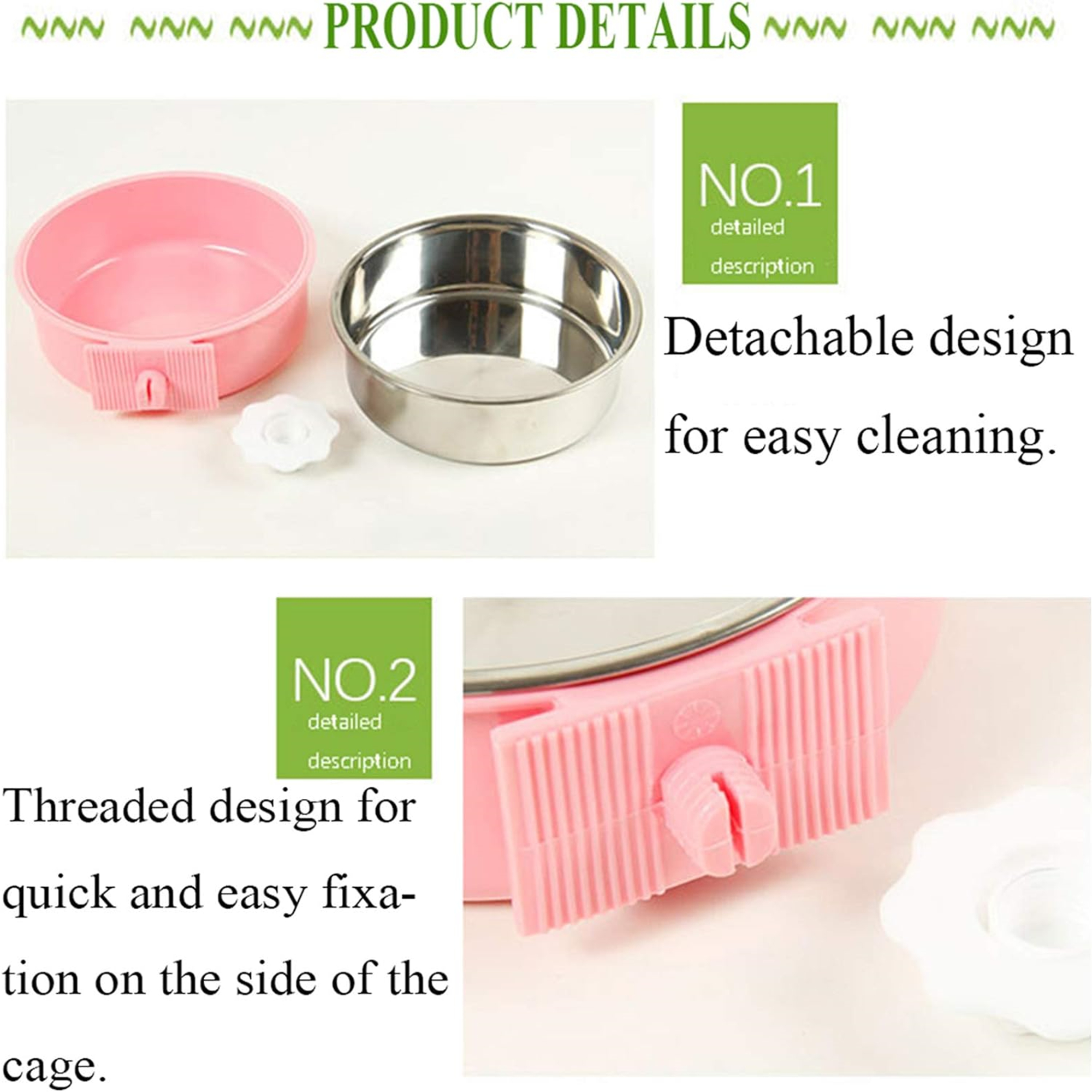 Removable Stainless Steel Hanging Pet Cage Bowl 4
