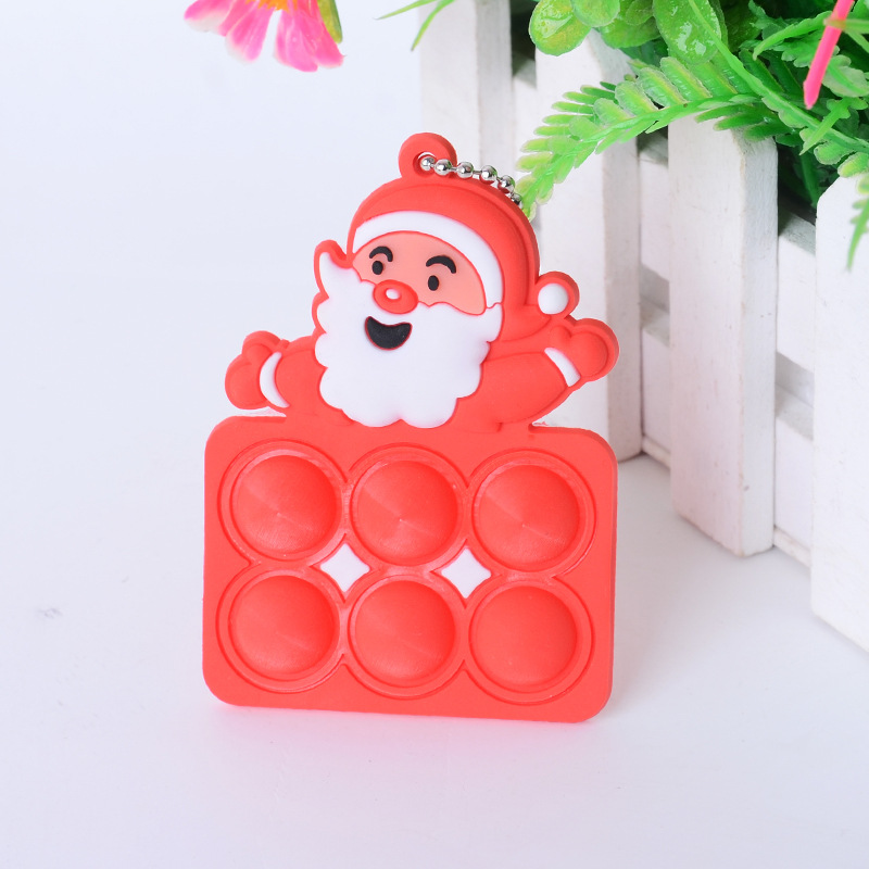 Silicone Christmas Mini Pop Bubble Fidget Toy Bubble Keychain 17