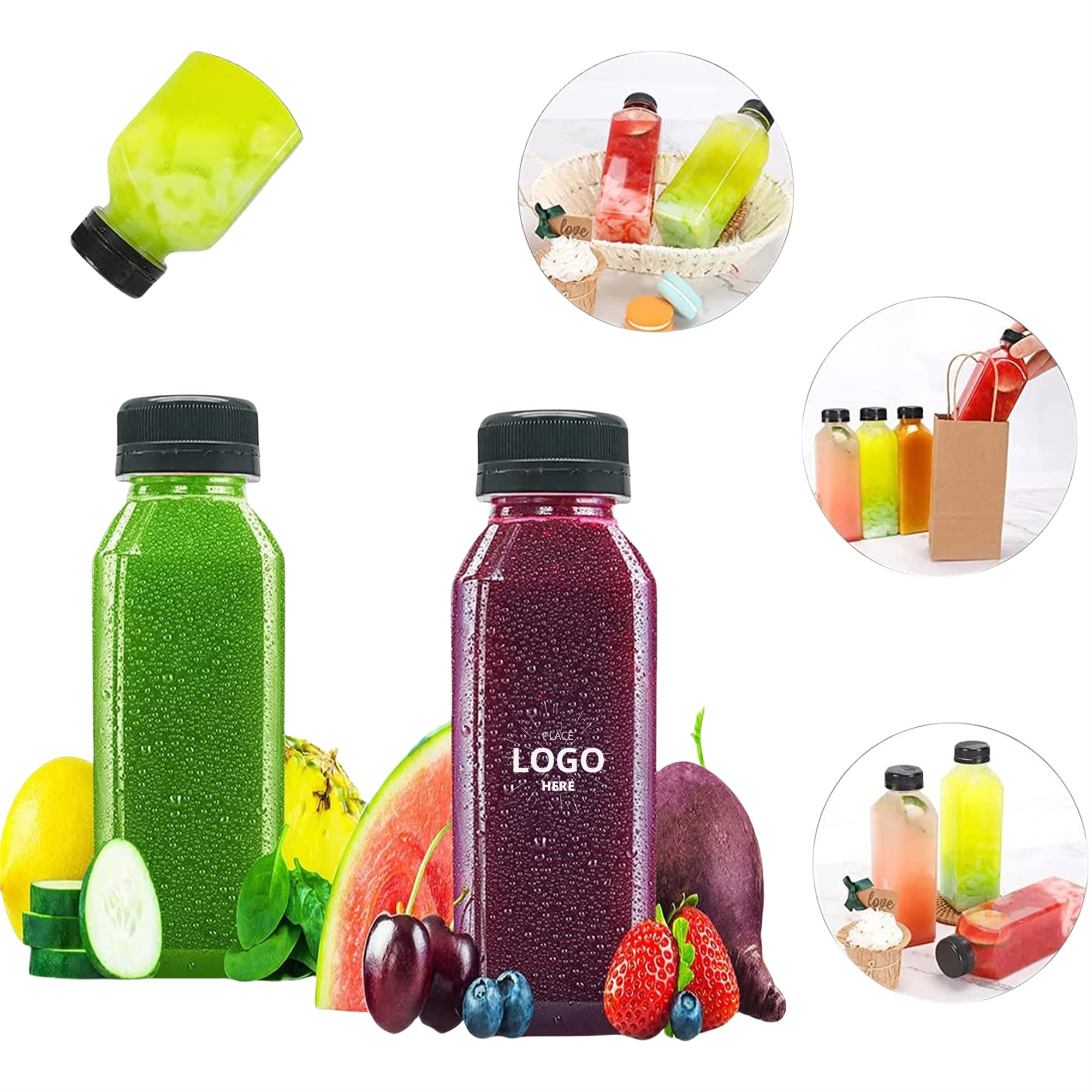 12oz Plastic Clear Square Juice Bottle 2