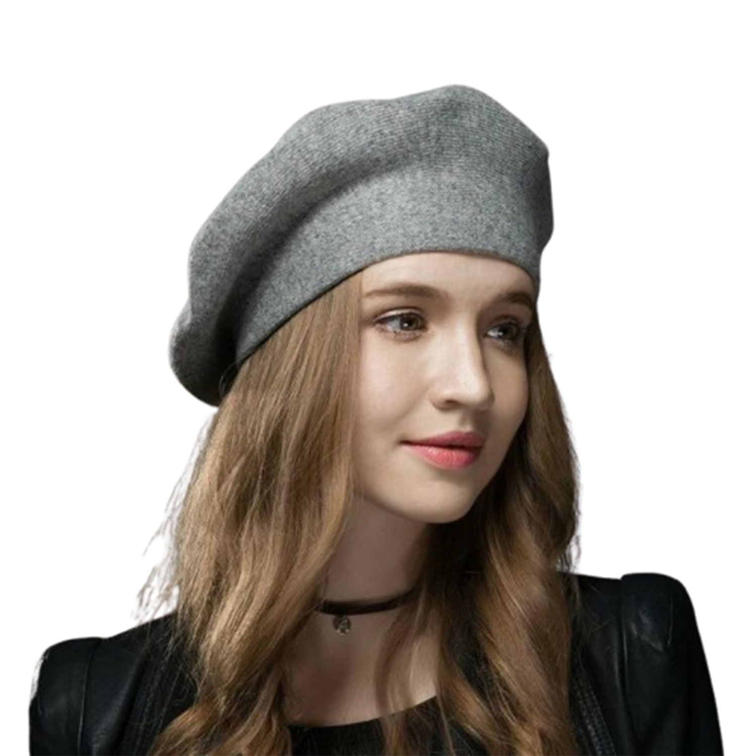 Round Crown Wool Beret Hat w/ Rhinestone Detailing 5