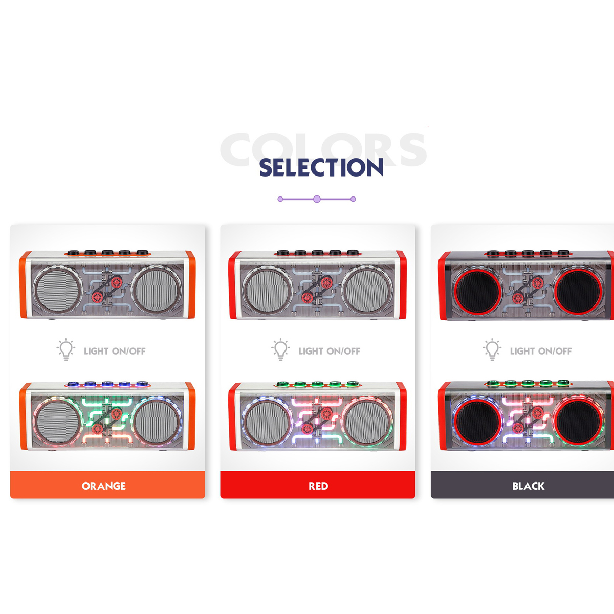 Wireless RGB Light Clear Speakers 3