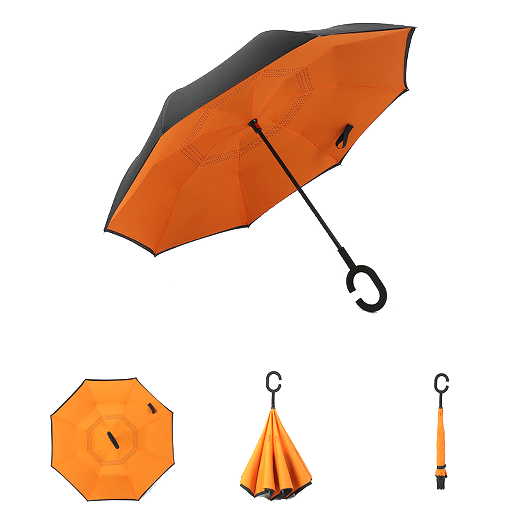 Reverse Foldable C-shape Handle Umbrella 1