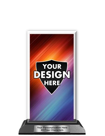 Acrylic Trophy: 6" Tower, (Custom Design), Wood Ba 2