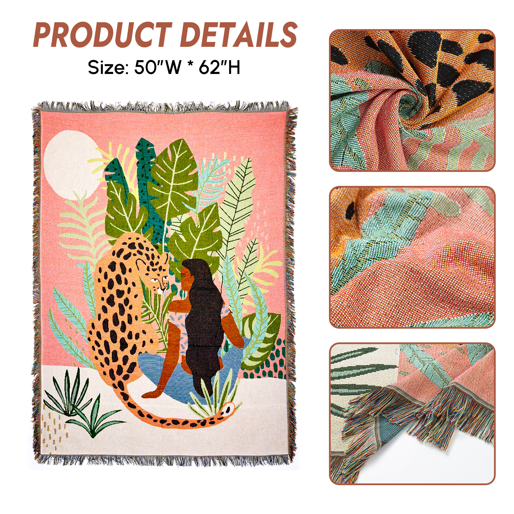 Woven Tapestry Throw Blanket -50" X 62" 10