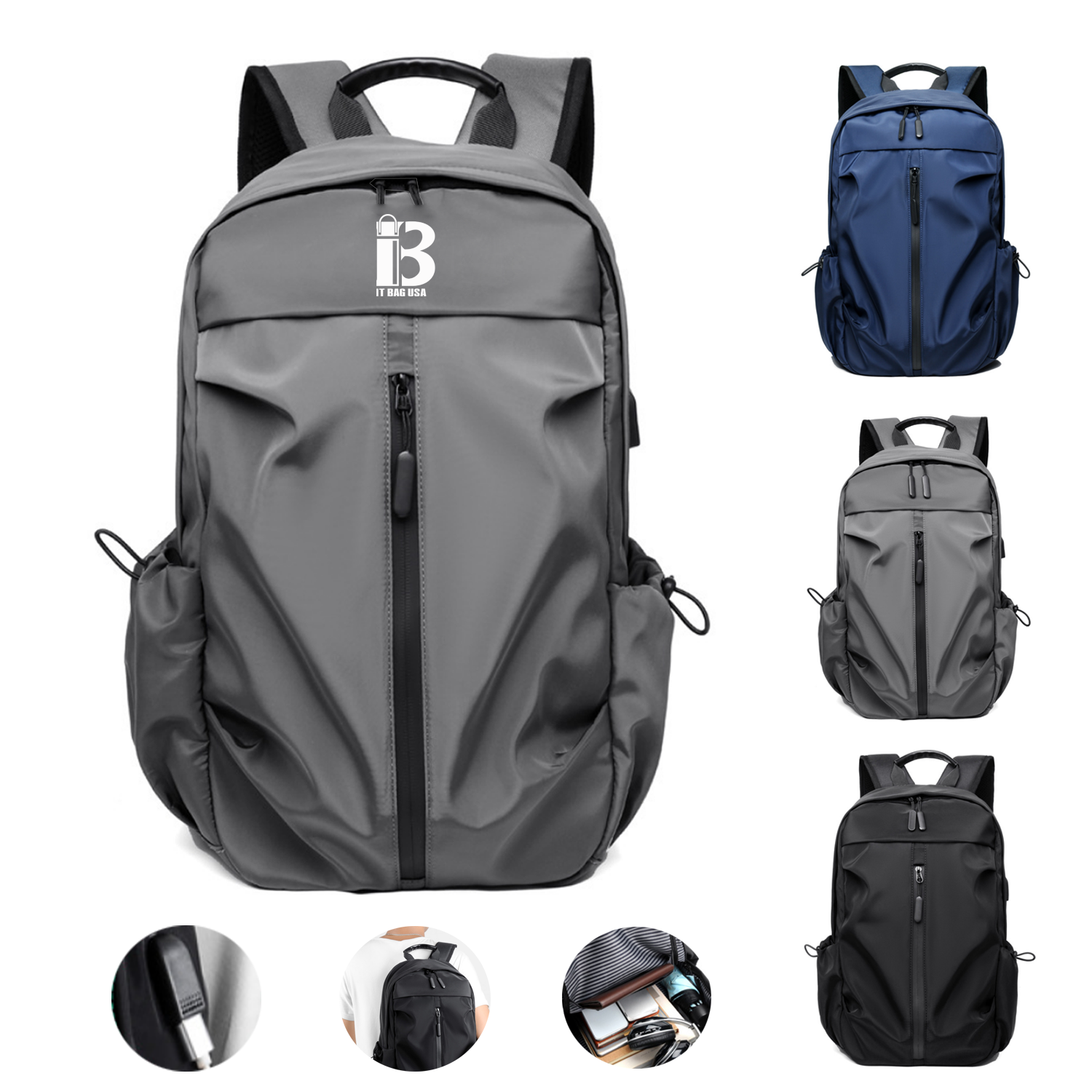 Business Leisure Laptop Backpack with USB charging Port 2