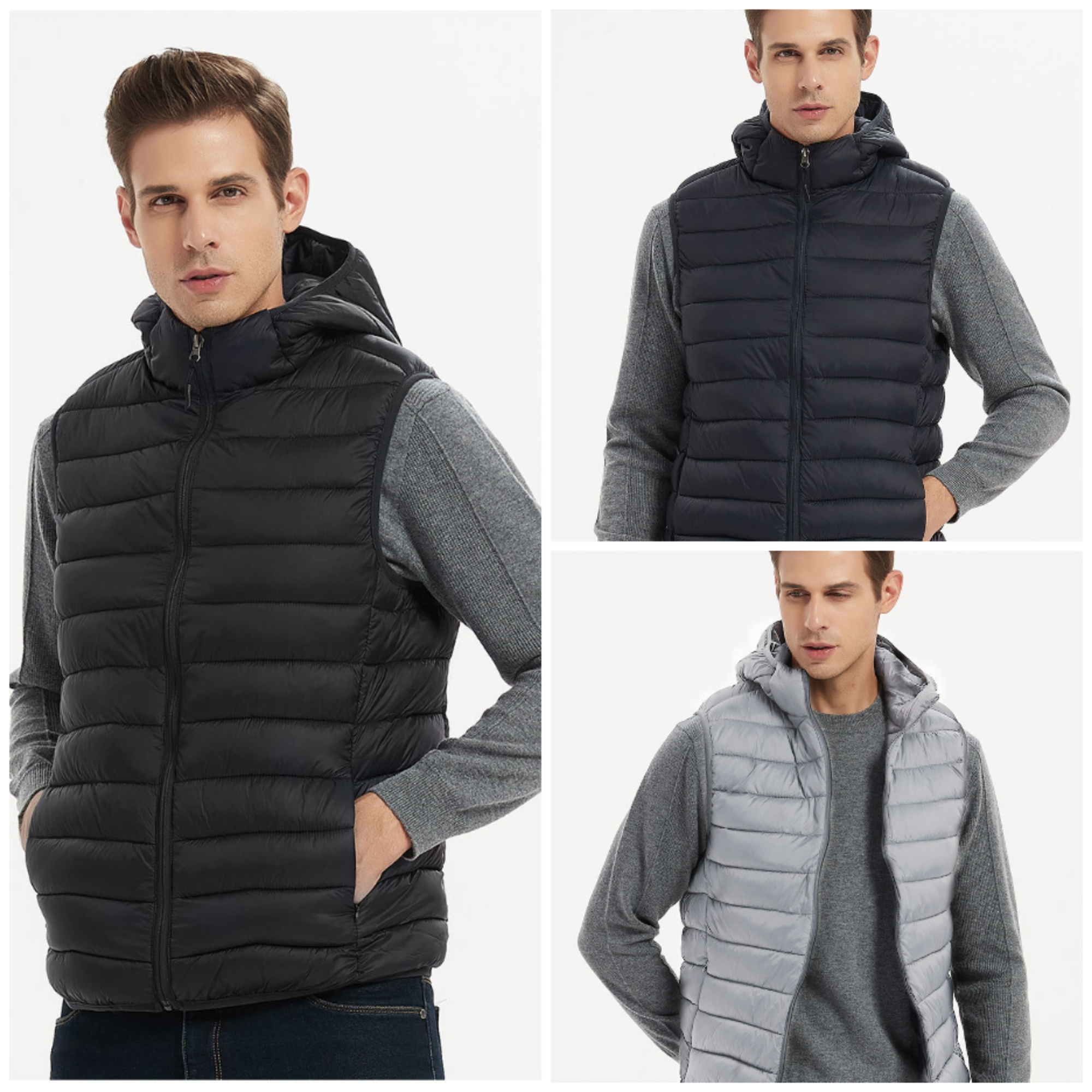 Men's Lightweight Down Cotton Vest With Hood 5