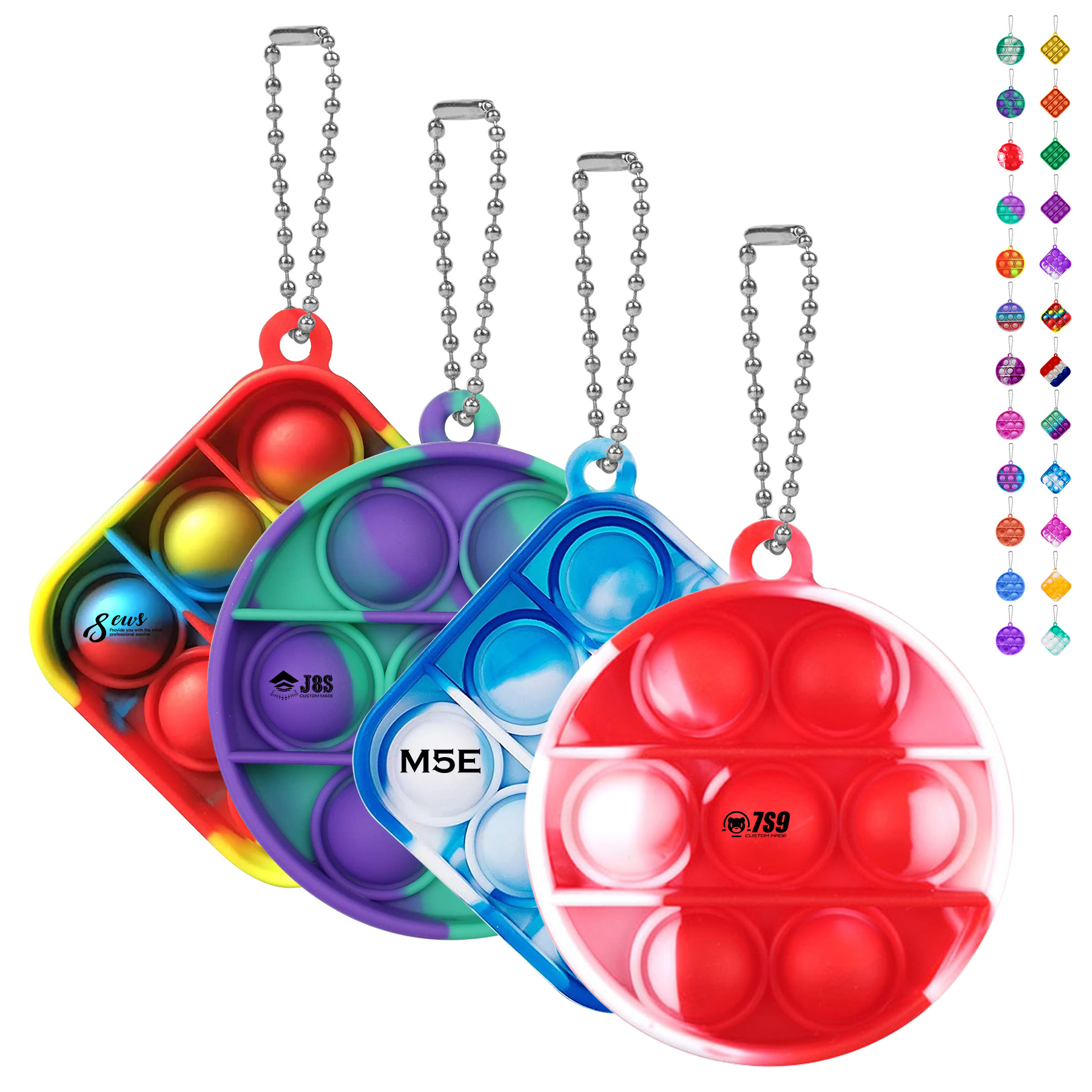 Round Mini Push Bubble Stress Relief Toy Keychain 9