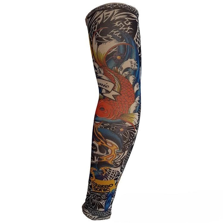 Outdoor sunscreen tattoo with stitched flower arm sleeve 7