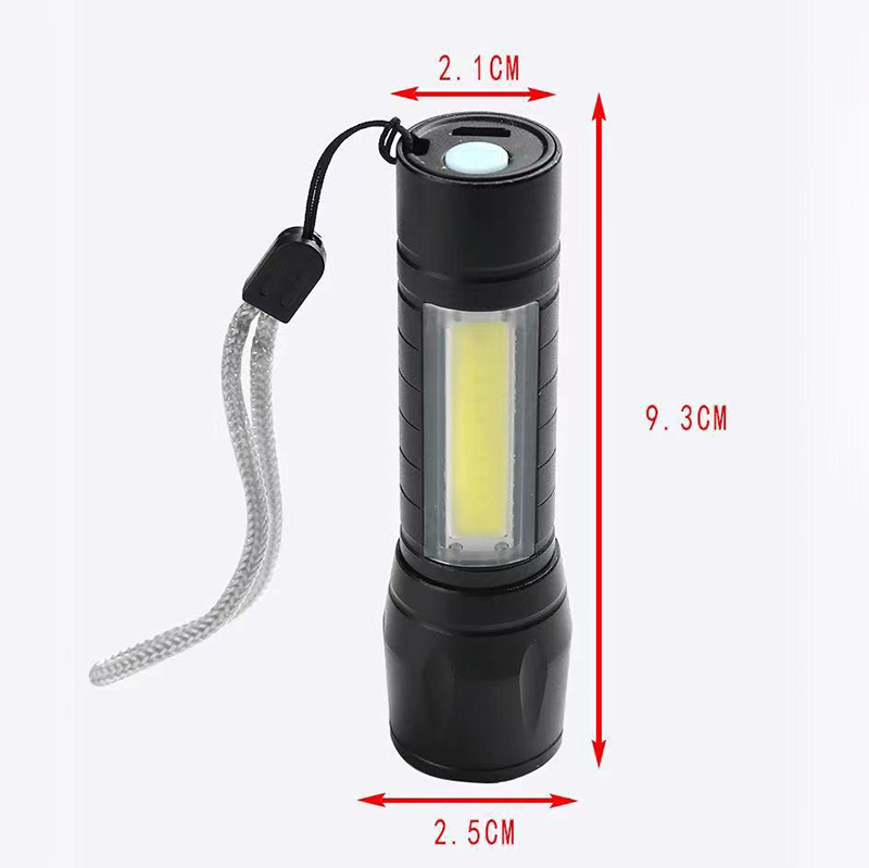 USB Rechargeable LED Flashlight w/COB Side Lights 7