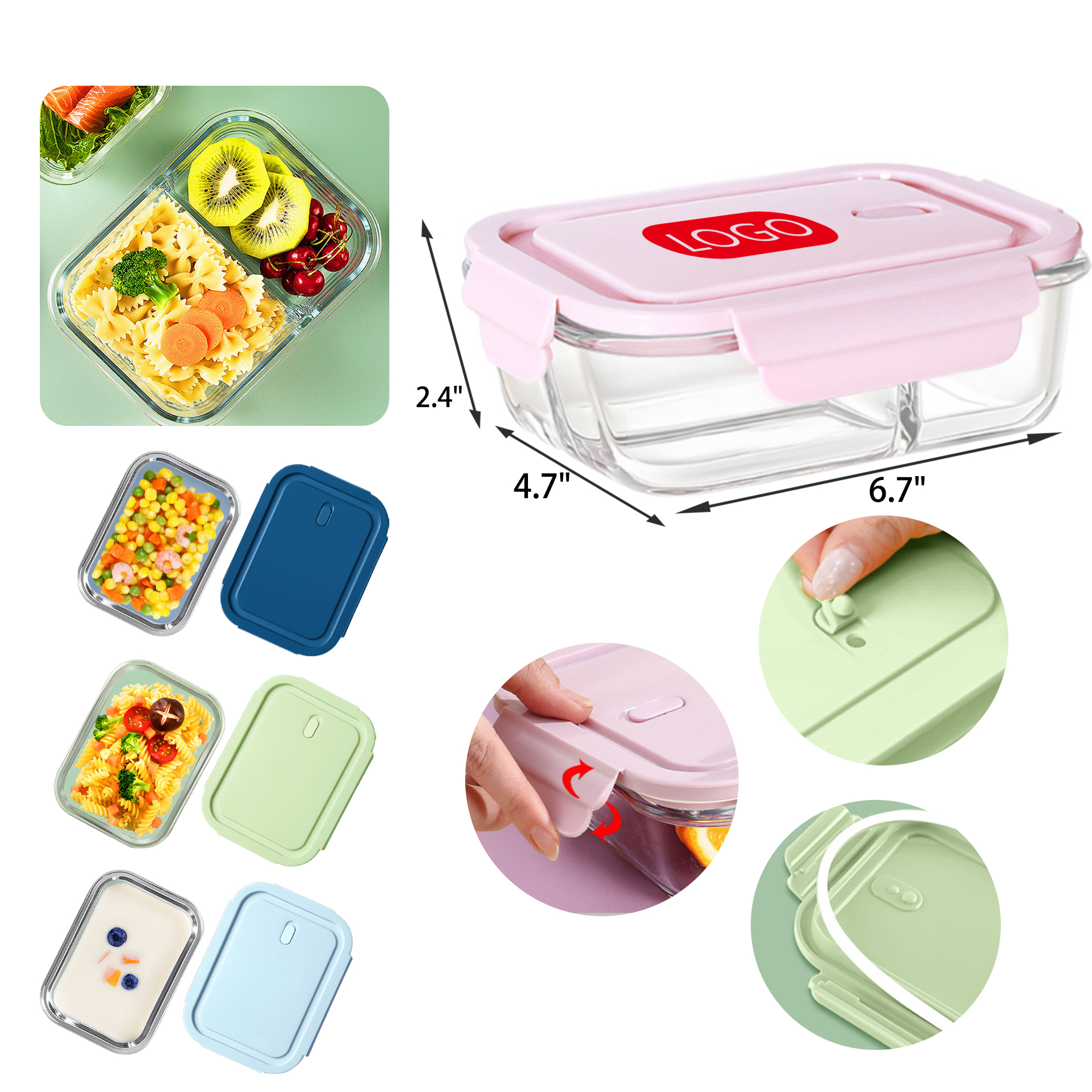Hygienic 22 OZ Glass Bento Lunch Box 4