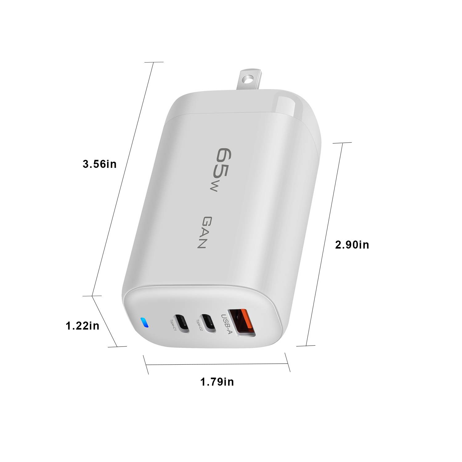 65W Gallium Nitride Charger, Dual C + A Charging Head 4