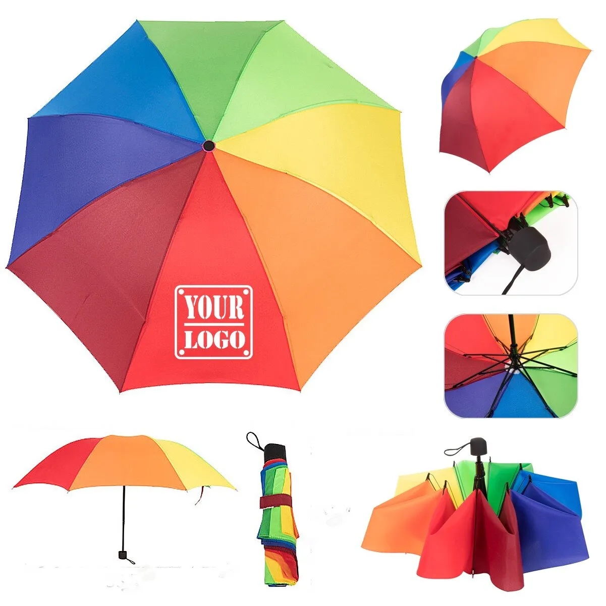 38 Inch 8 Panel Folding Advertising Rainbow Umbrella 2