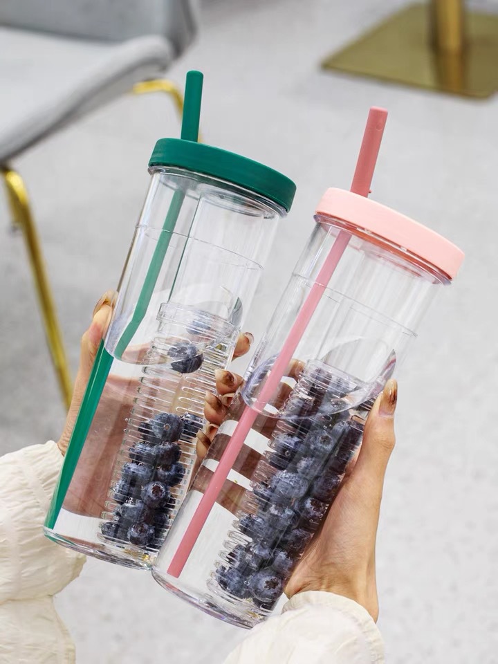 24OZ Plastic Water Bottle With Straws 3