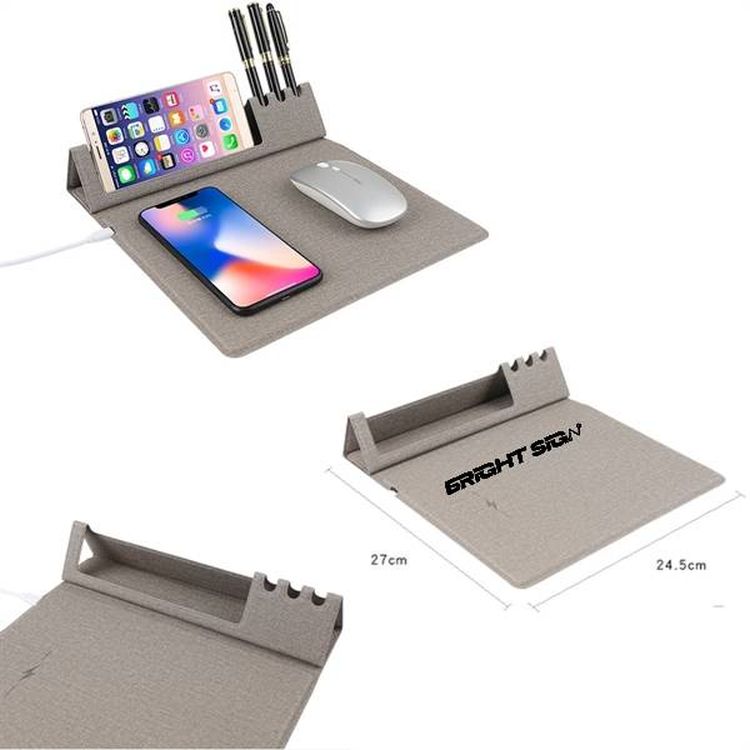 Wireless Charging Mouse Pad with Pen Holder 3