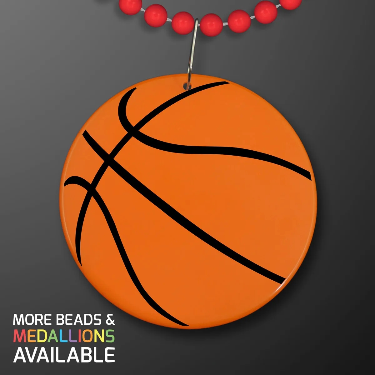Basketball Medallion on Beads Necklace (NON-Light Up) 3