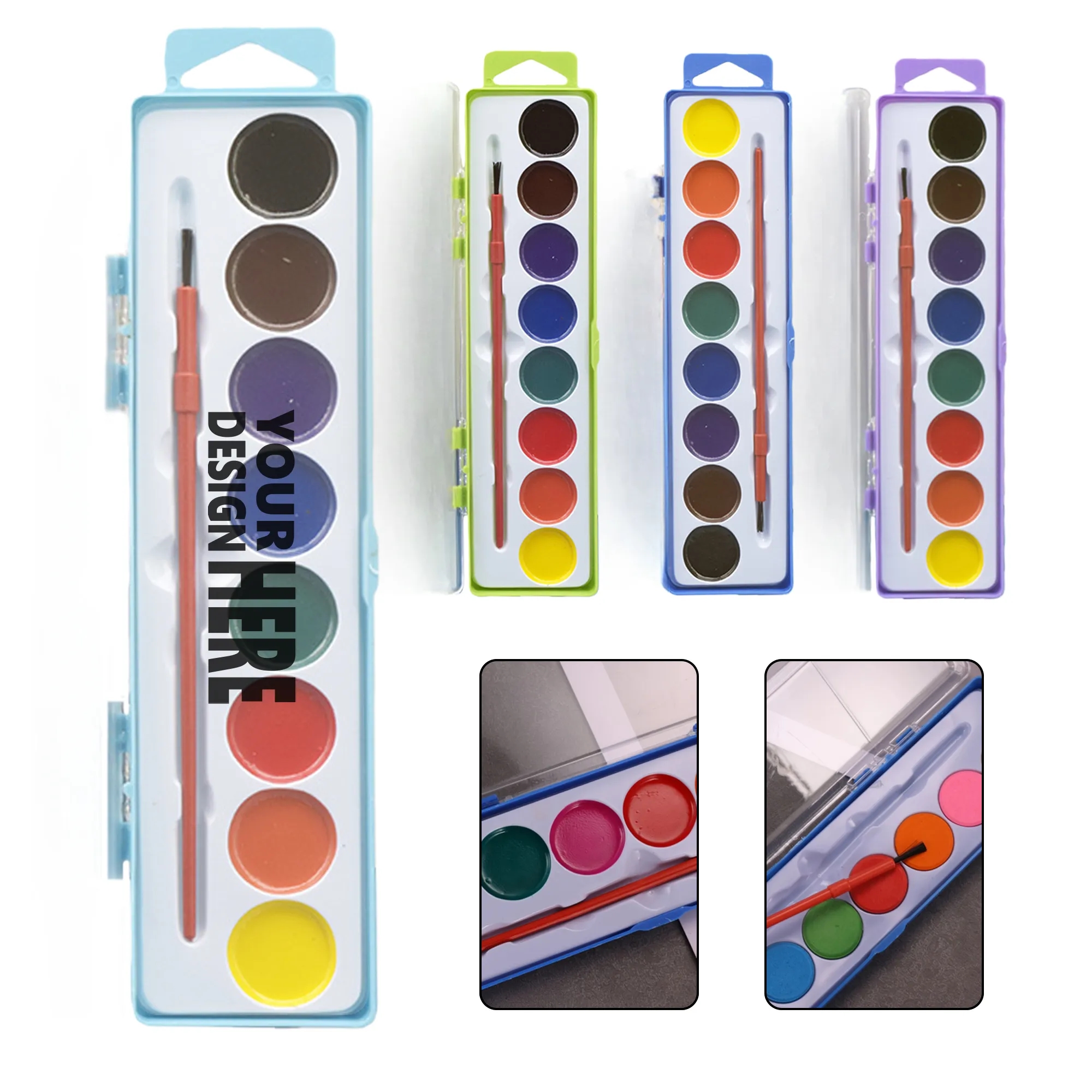 8-Color Solid Watercolor Paint Set For Kids