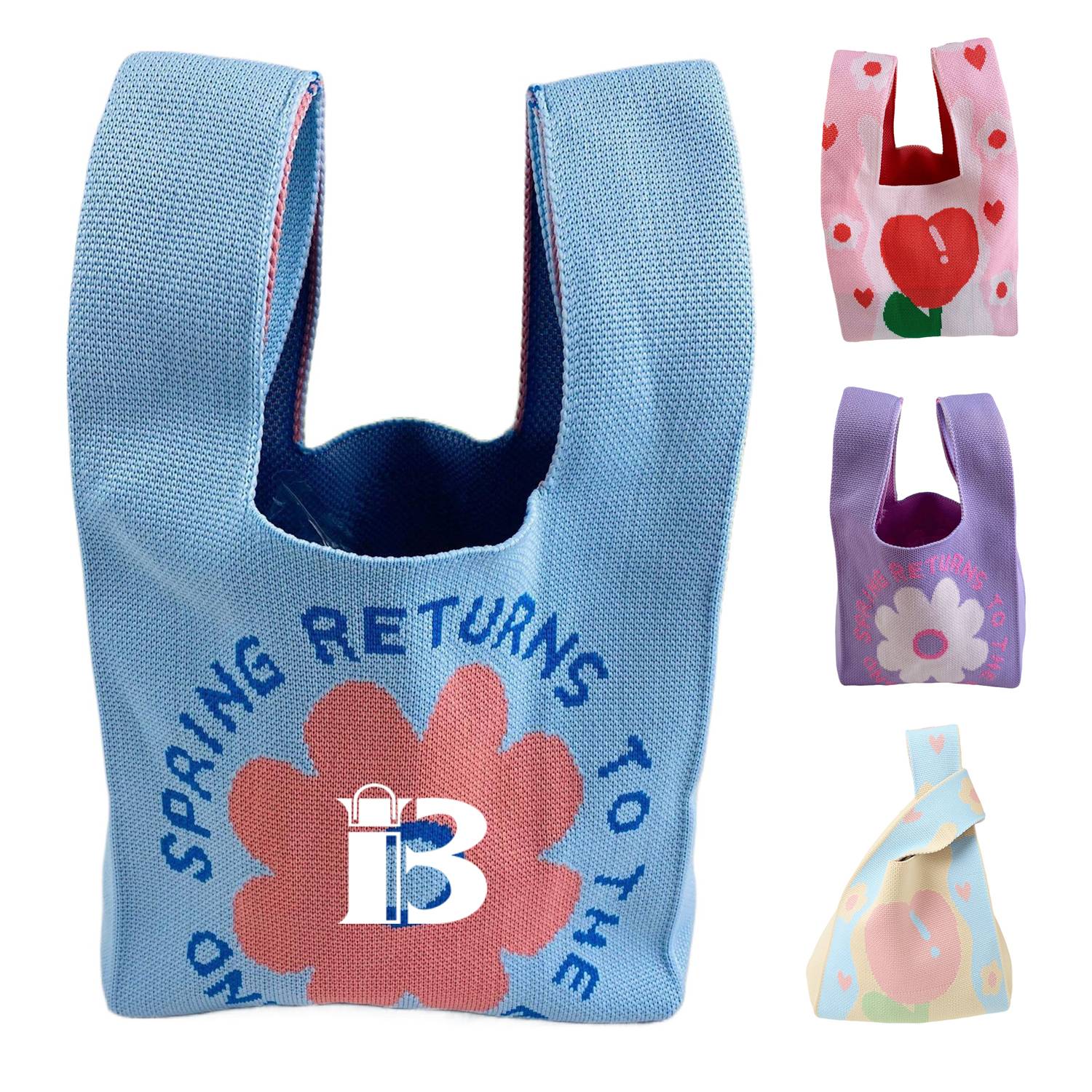 Women Lightweight Polyester Wrist Knit Tote Bag 3