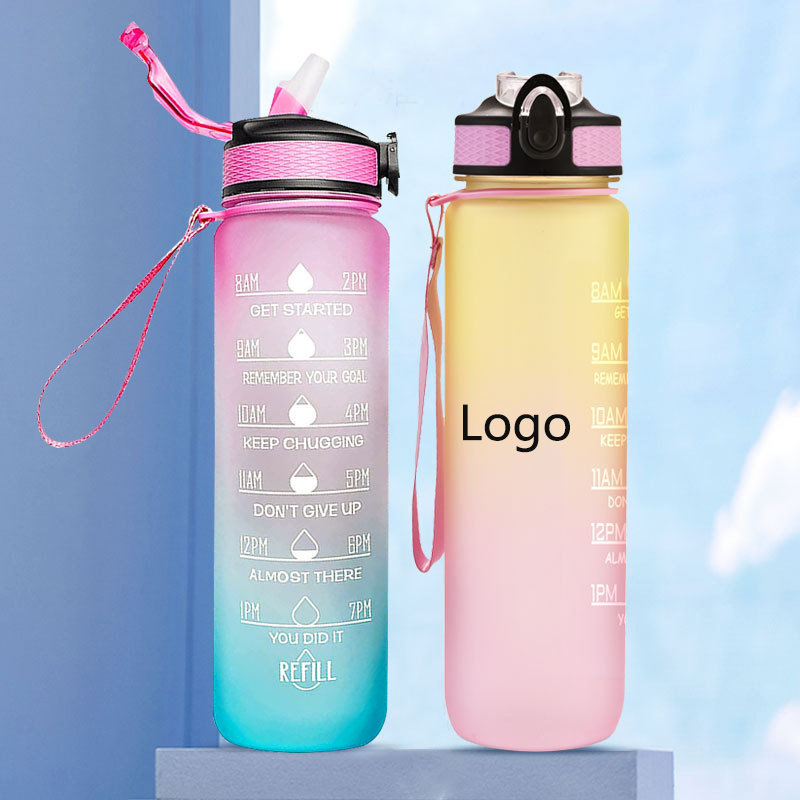 Giotto 32oz Leakproof BPA Free Drinking Water Bottle / Time Marker Straw 5