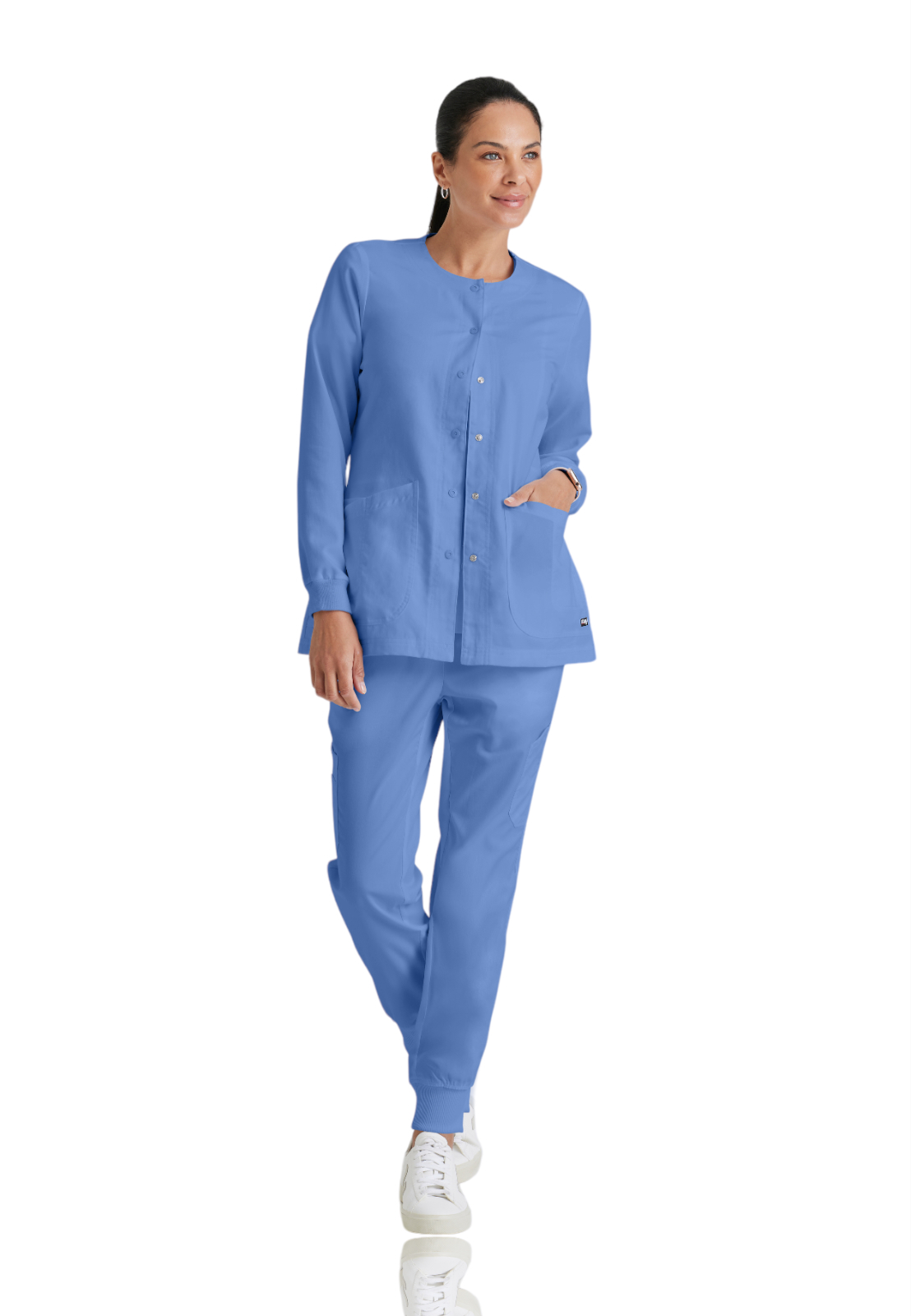Grey's Anatomy - Classic - Women's Four-Pocket Snap Front Jamie Warm Up Scrub Jacket 24
