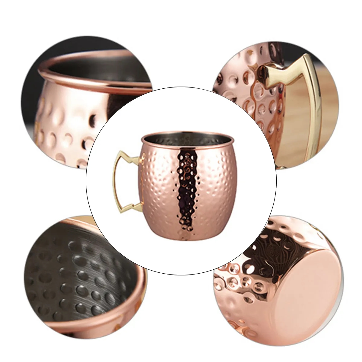 Stainless Steel Moscow Mule Mug with Plated Handle 4