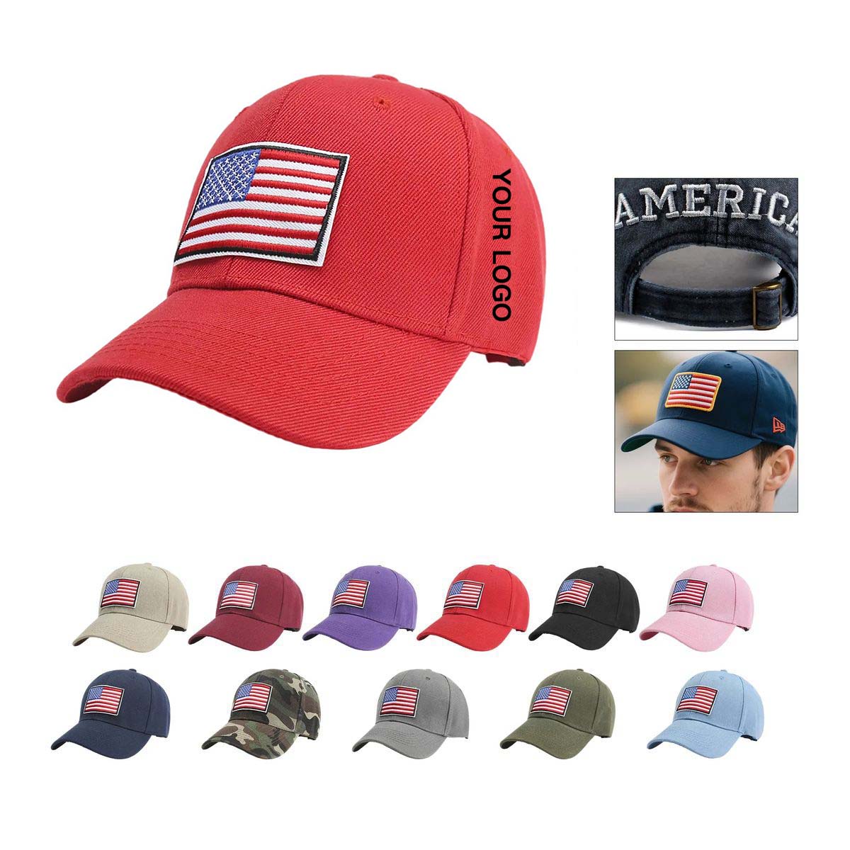 Moisture Wicking American Flag Baseball Cap 4