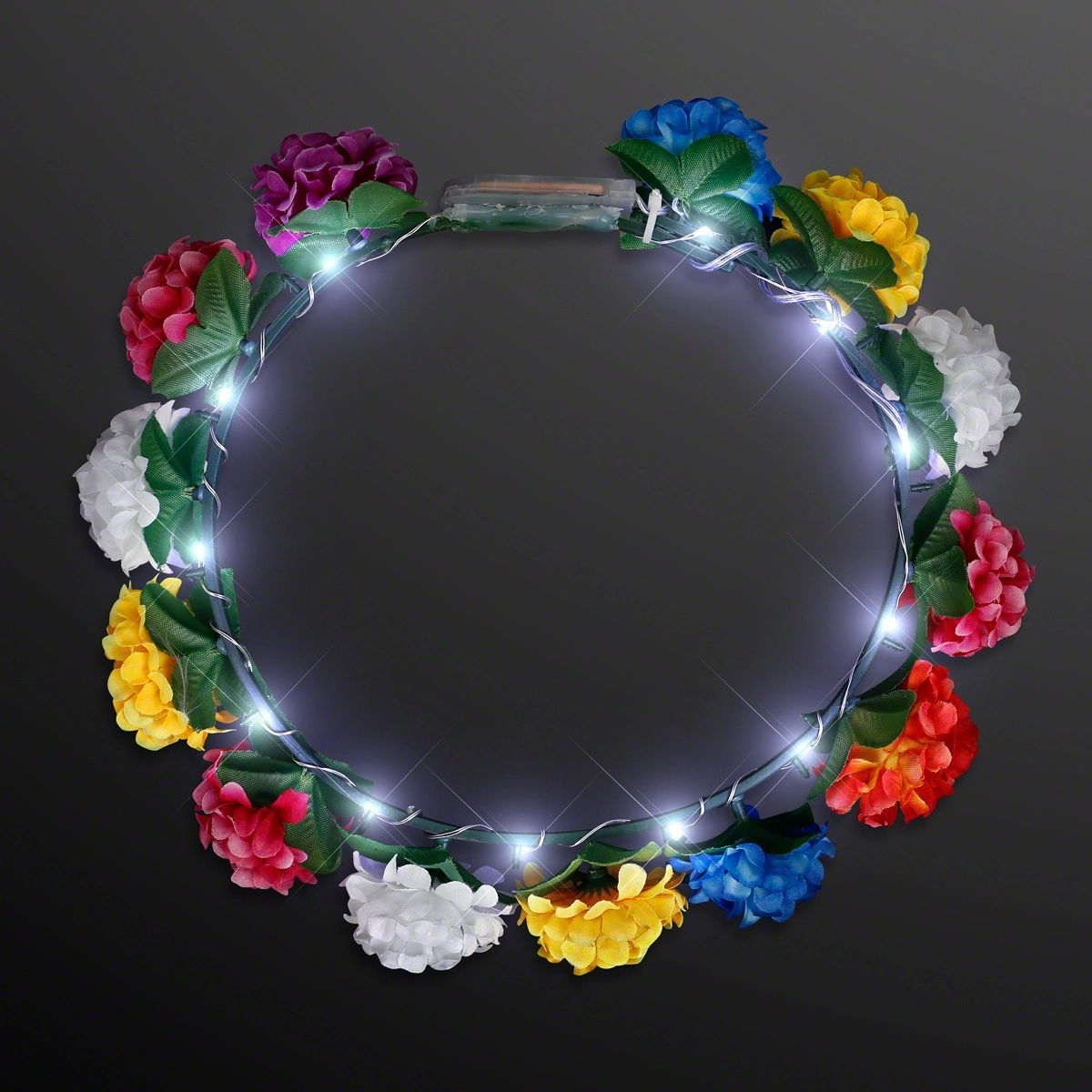 Rainbow Flower Crowns with White Lights 4