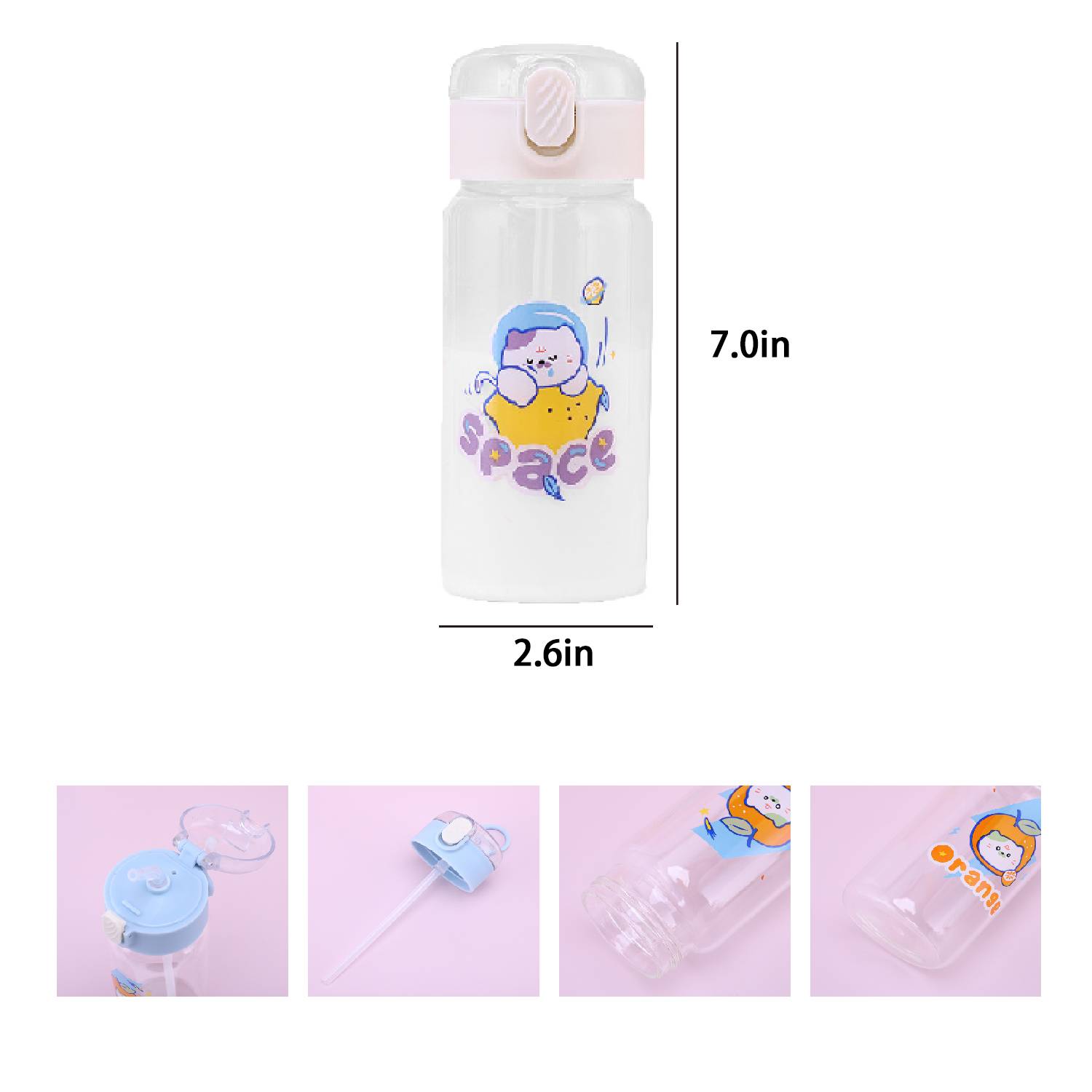 Single-layer bouncing lid glass water bottle straw cup 3