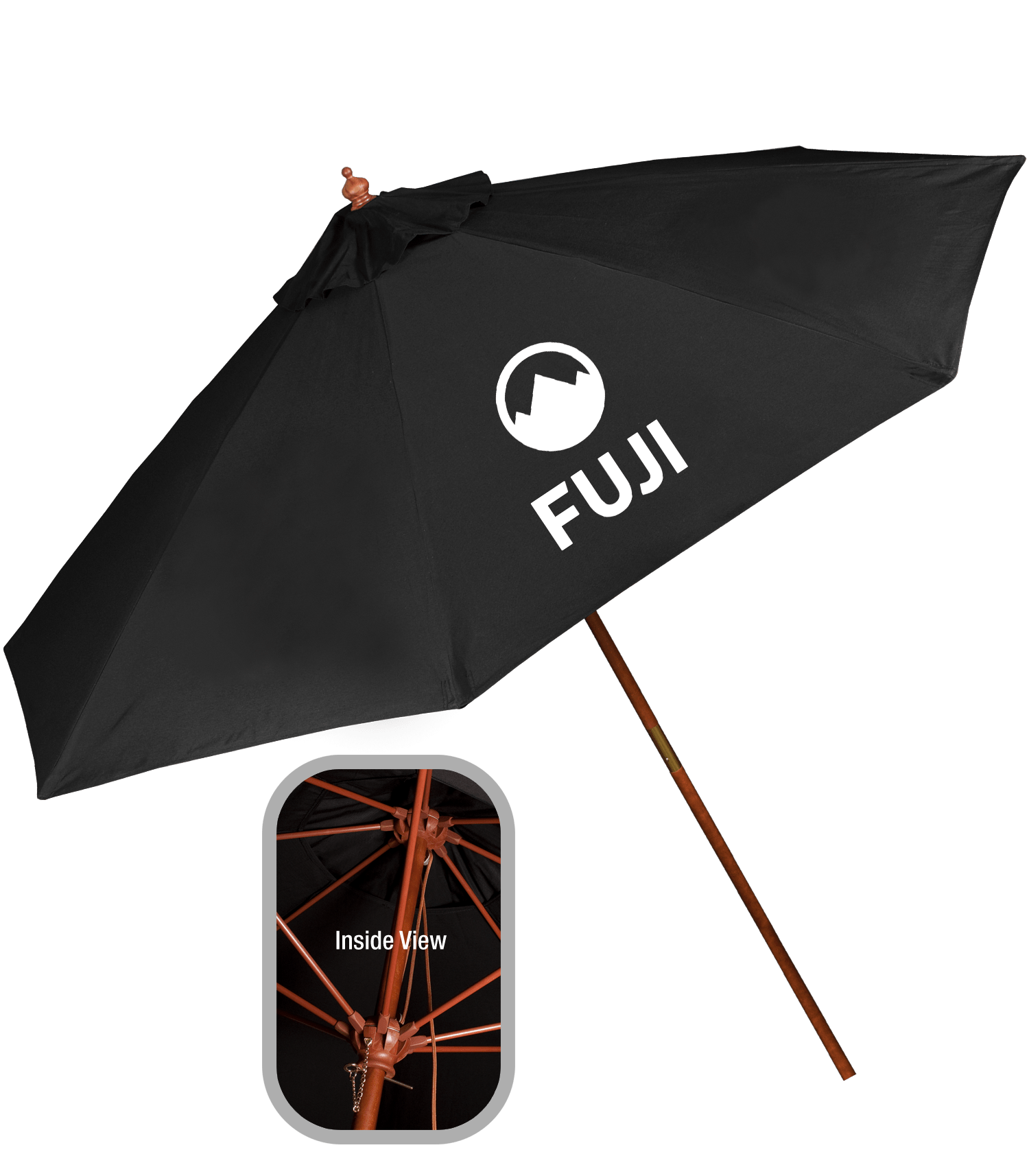 9' Wooden Polyester Market Umbrella 6