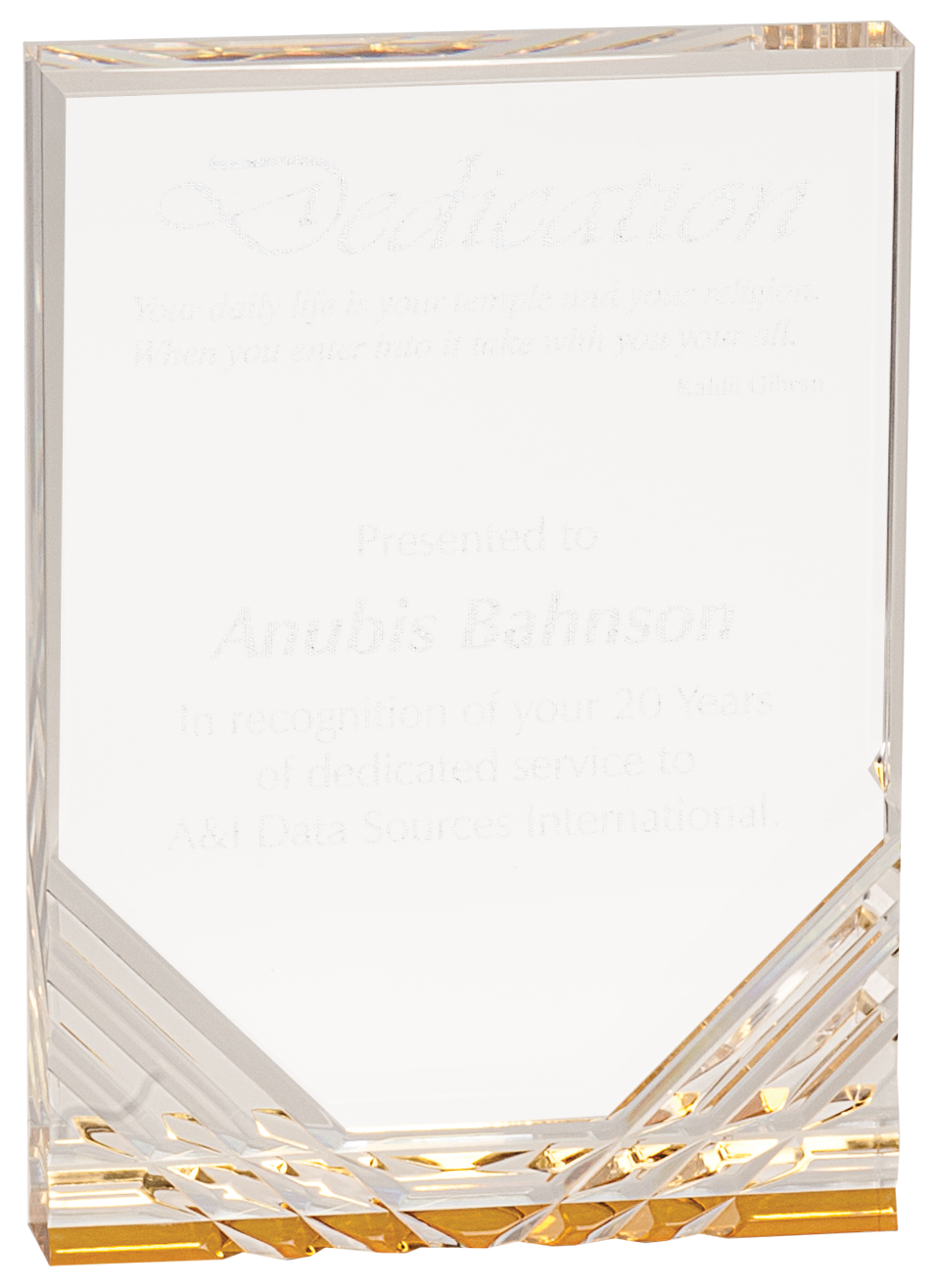 4.25" x 6" Gold Jewel Mirage Acrylic Award