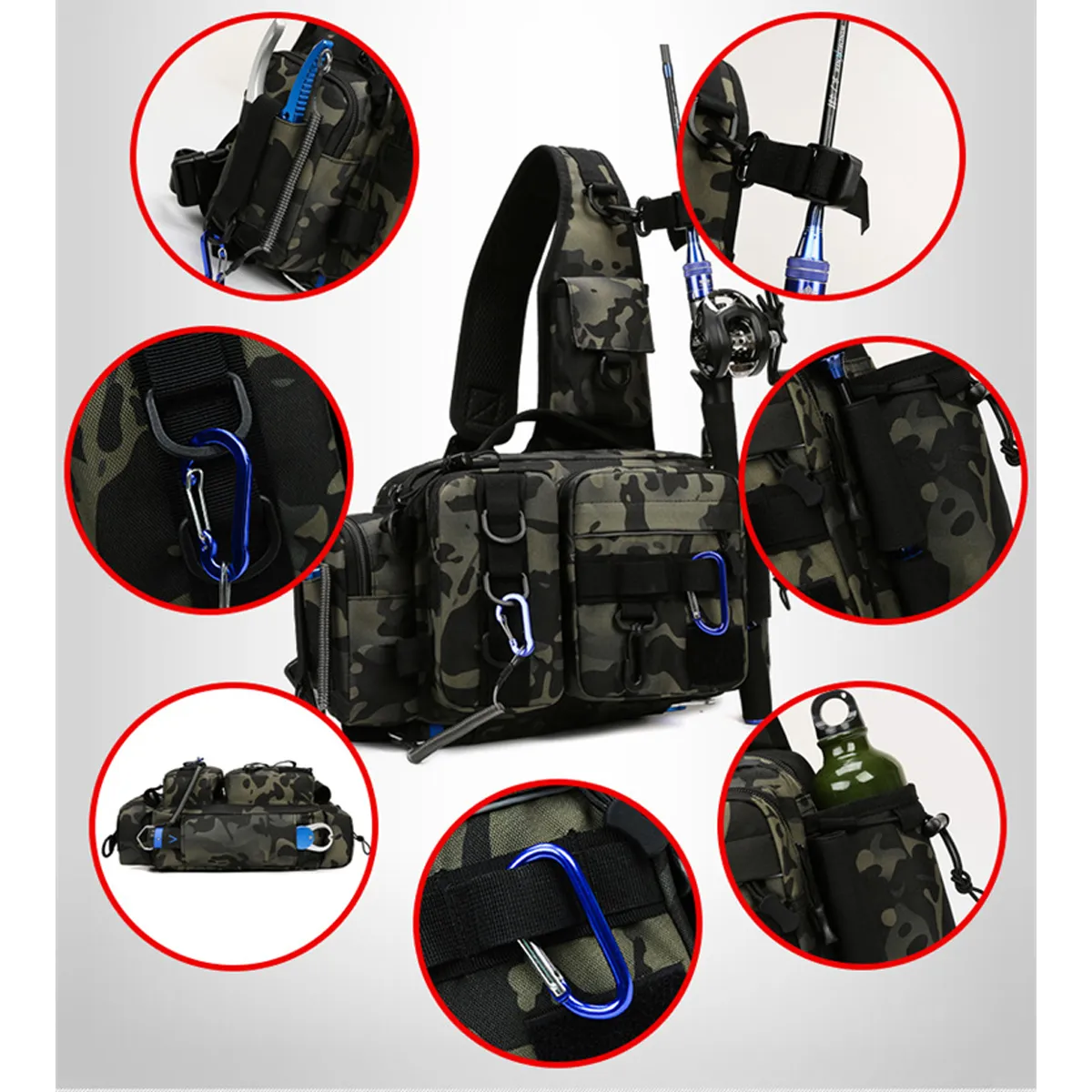 Fishing Hunting Tackle Bag Fanny Pack Waterproof Waist 2