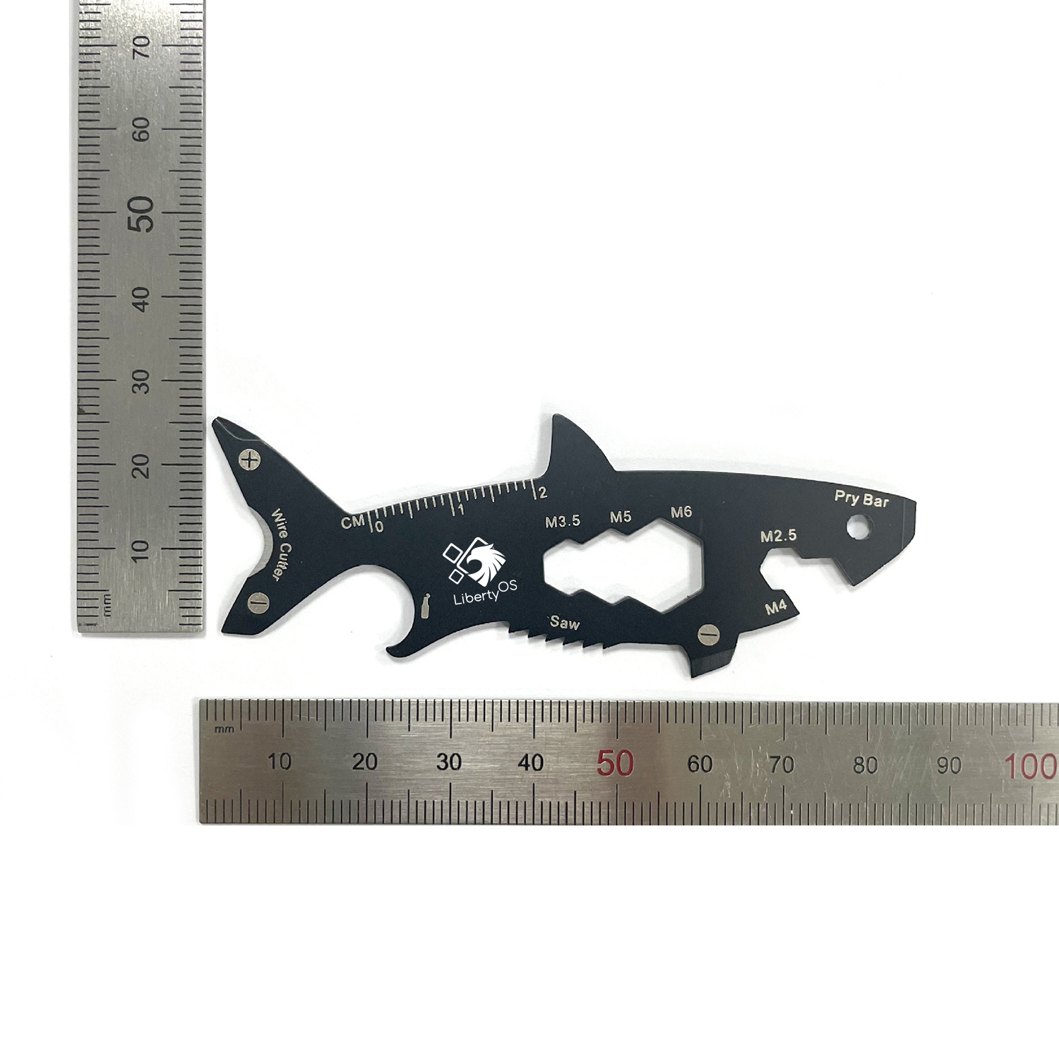 GearCard 15-in-1 Shark-Shaped Multi-Tool Card – Stainless Steel Wallet EDC Gadget 14