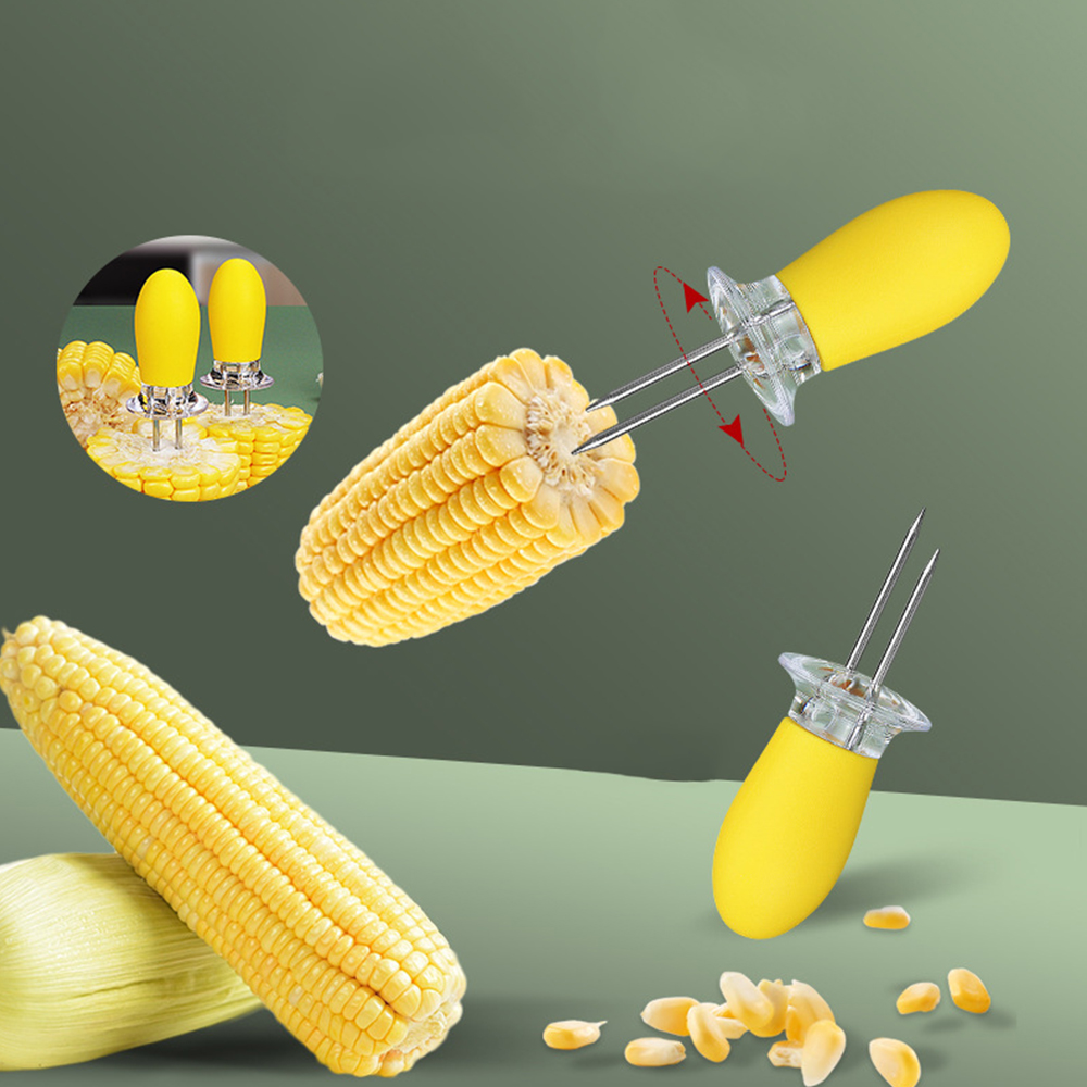 Silicone Corn Holders Forks Stainless Steel 2