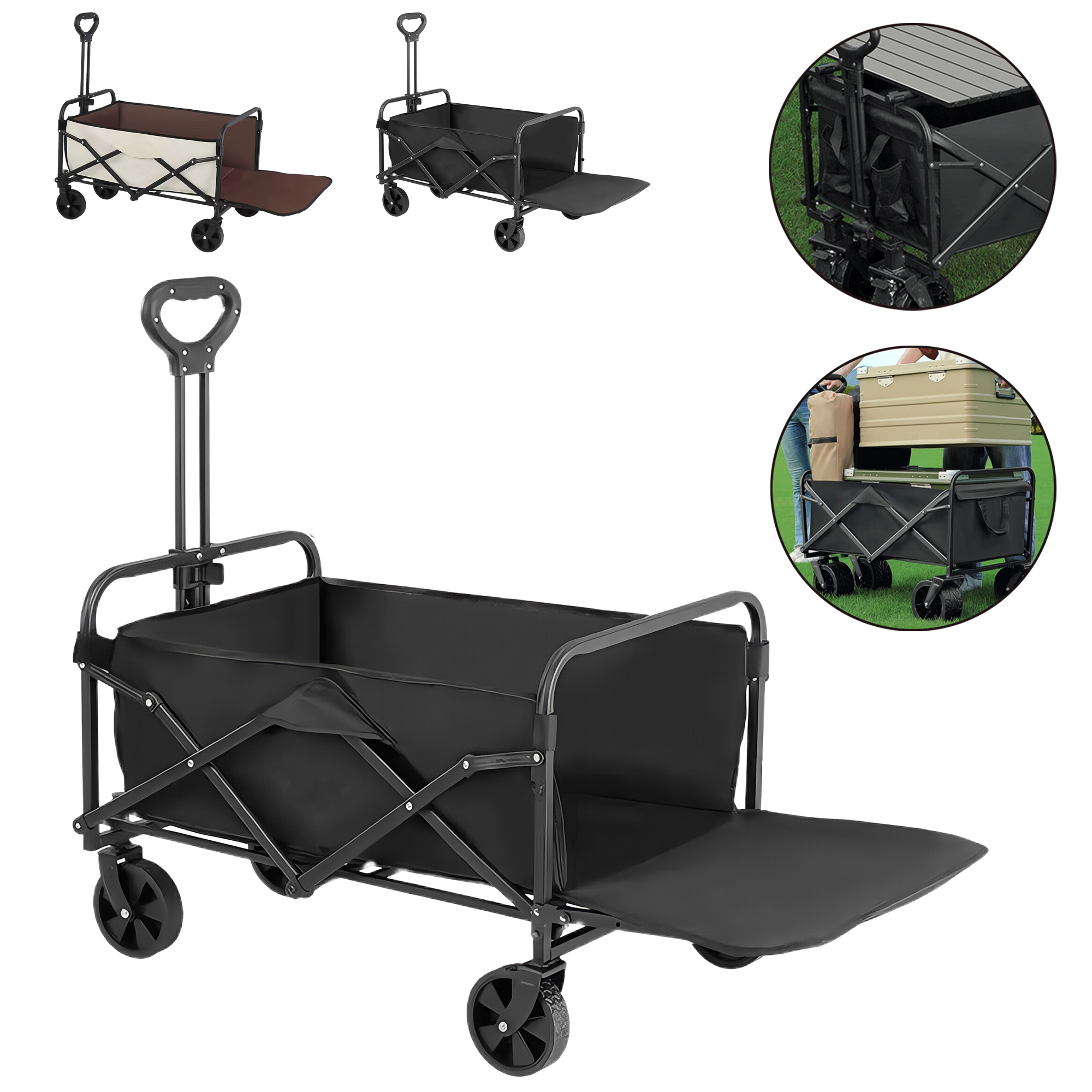 5" Outdoor Camping Wagon Foldable All Steel Utility Cart with 180L Capacity 2